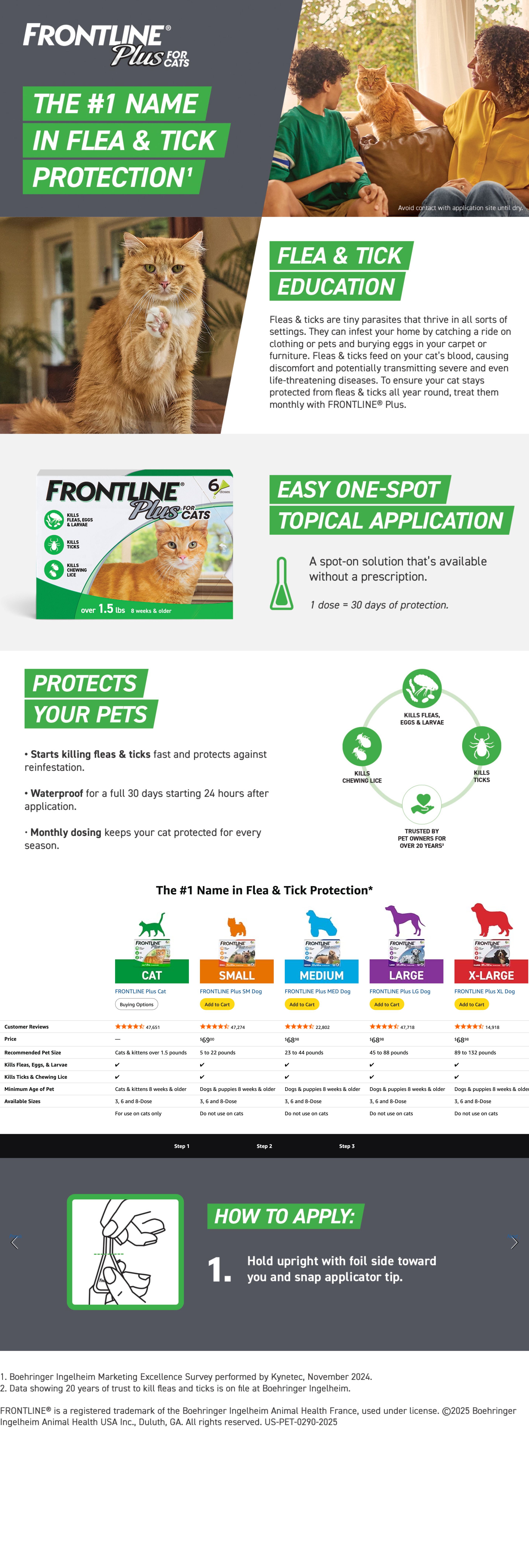 Premium A+ Content for Amazon.com : Frontline Plus Flea and Tick Treatment for Cats Over 1.5 lbs. 3 Treatments…