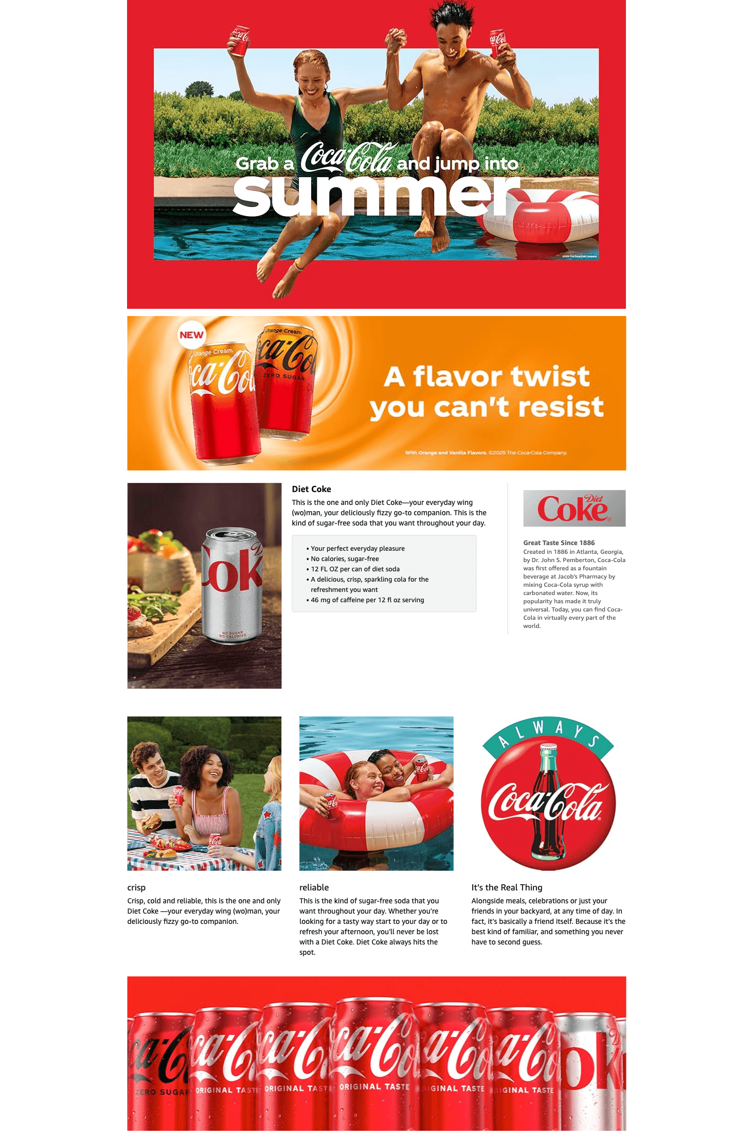 Premium A+ Content for Amazon.com: Diet Coke