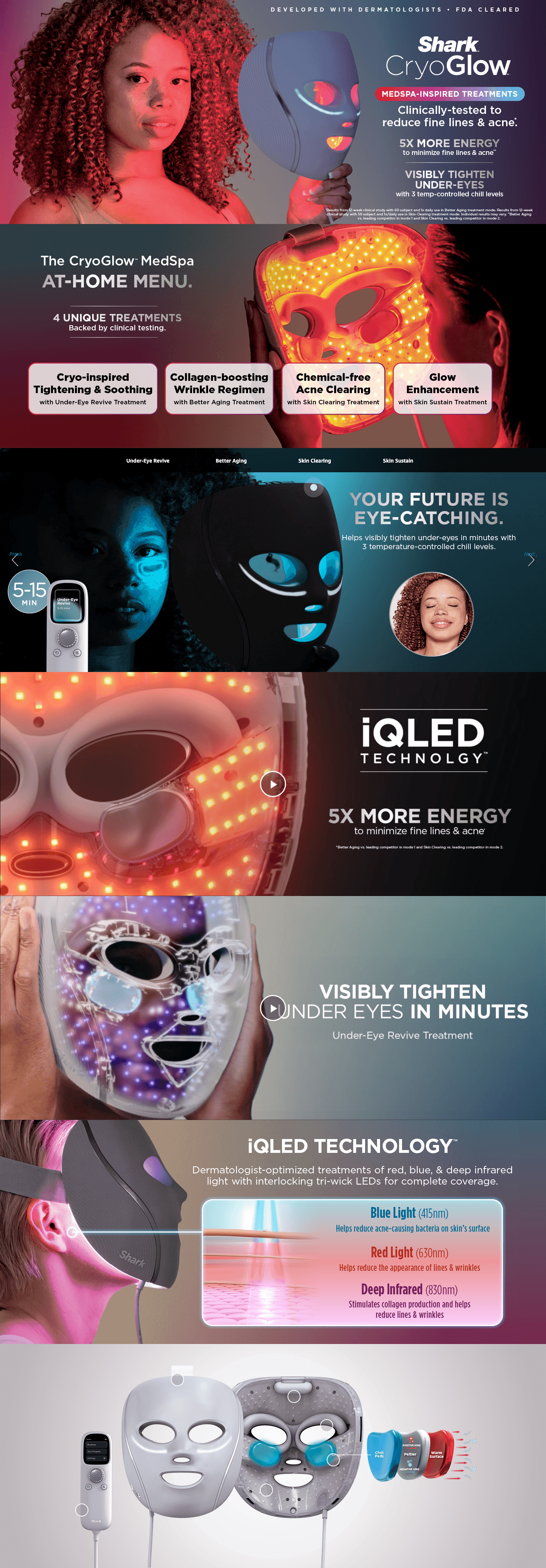 Premium A+ Content for Amazon.com : Shark CryoGlow LED Face Mask (FSA/HSA Eligible*) with Under-Eye Cooling