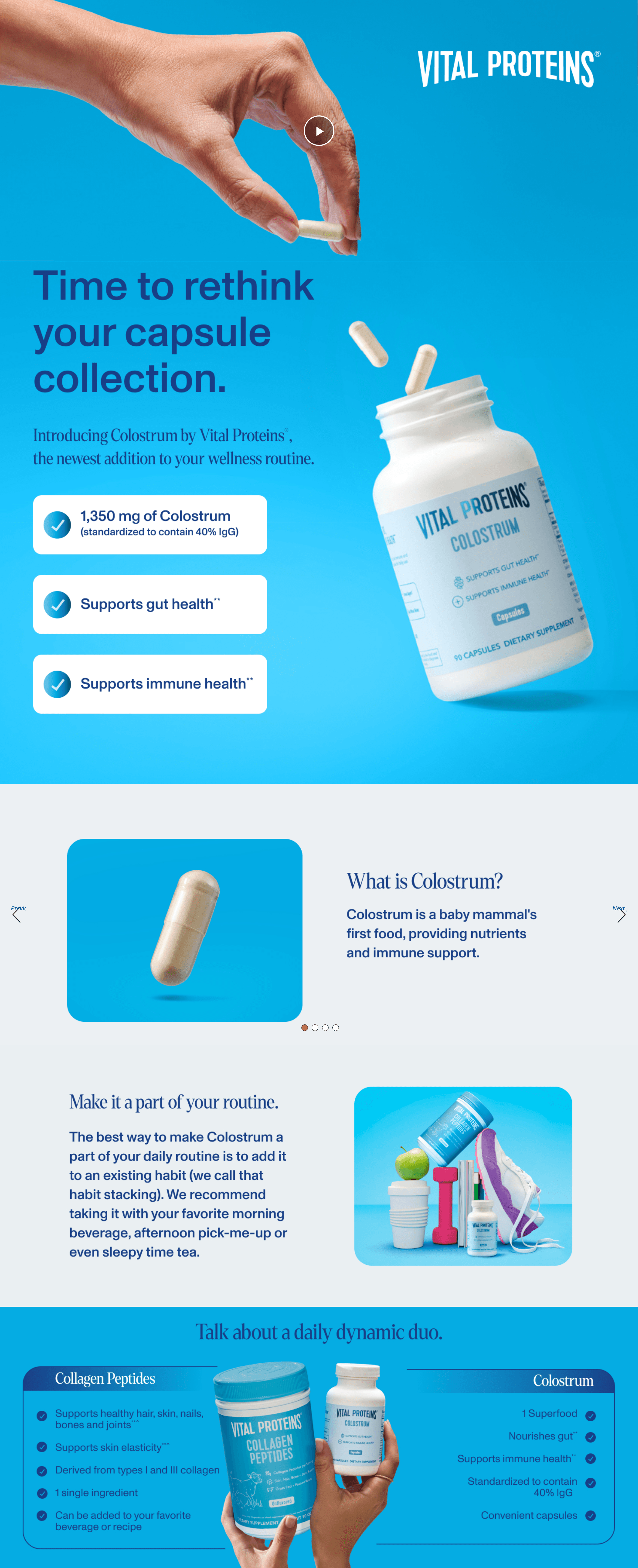 Premium A+ Content for Amazon.com: Vital Proteins Bovine Colostrum Supplement 90 Capsules for Gut Health