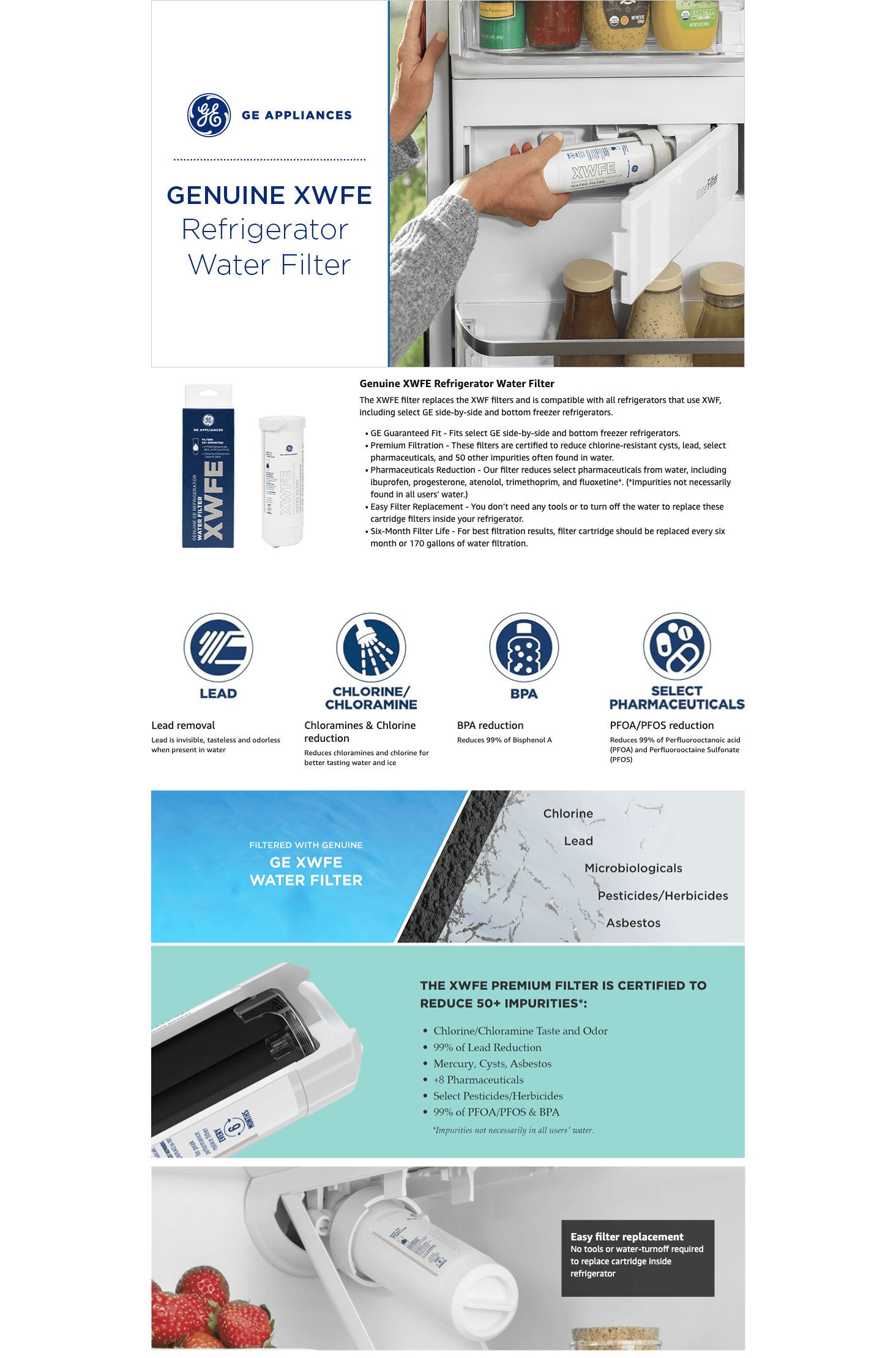 Premium A+ Content for Amazon.com: GE XWFE Refrigerator Water Filter