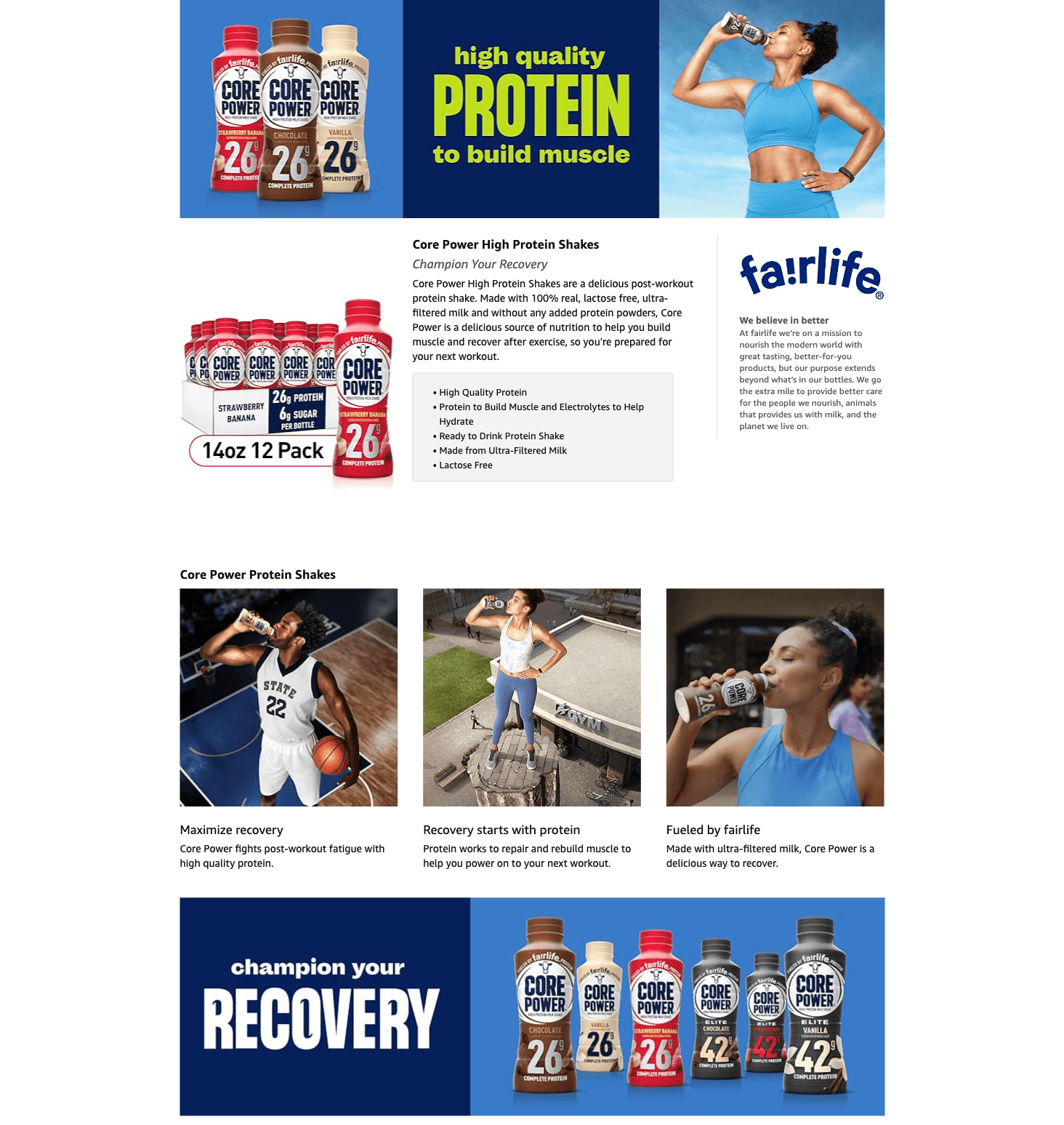 Premium A+ Content for Amazon.com: Core Power Protein Shake