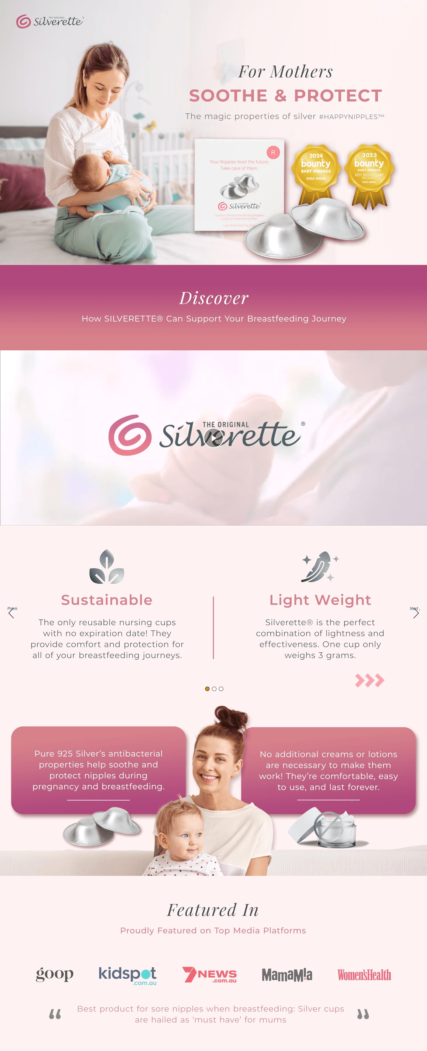 Premium A+ Content for Amazon.com : SILVERETTE® The Original Silver Nursing Cups