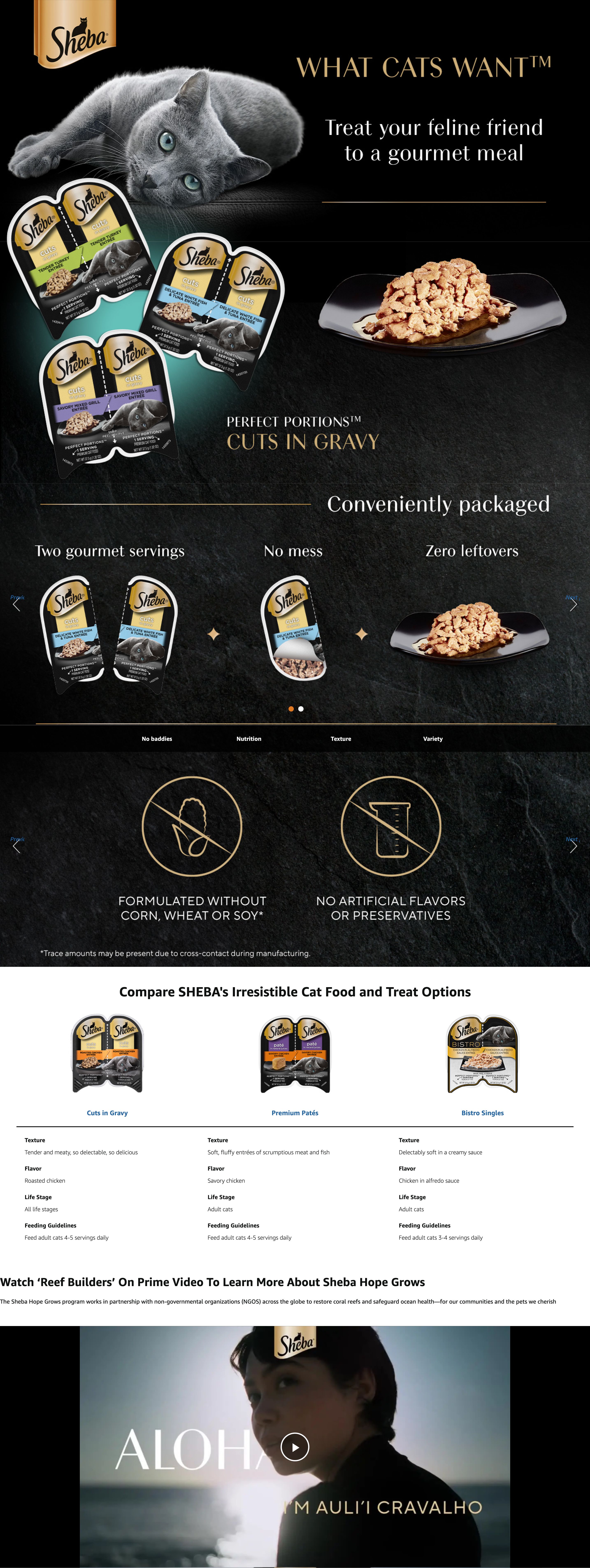 Premium A+ Content for Amazon.com: Sheba Perfect Portions Wet Cat Food Cuts in Gravy Variety Pack
