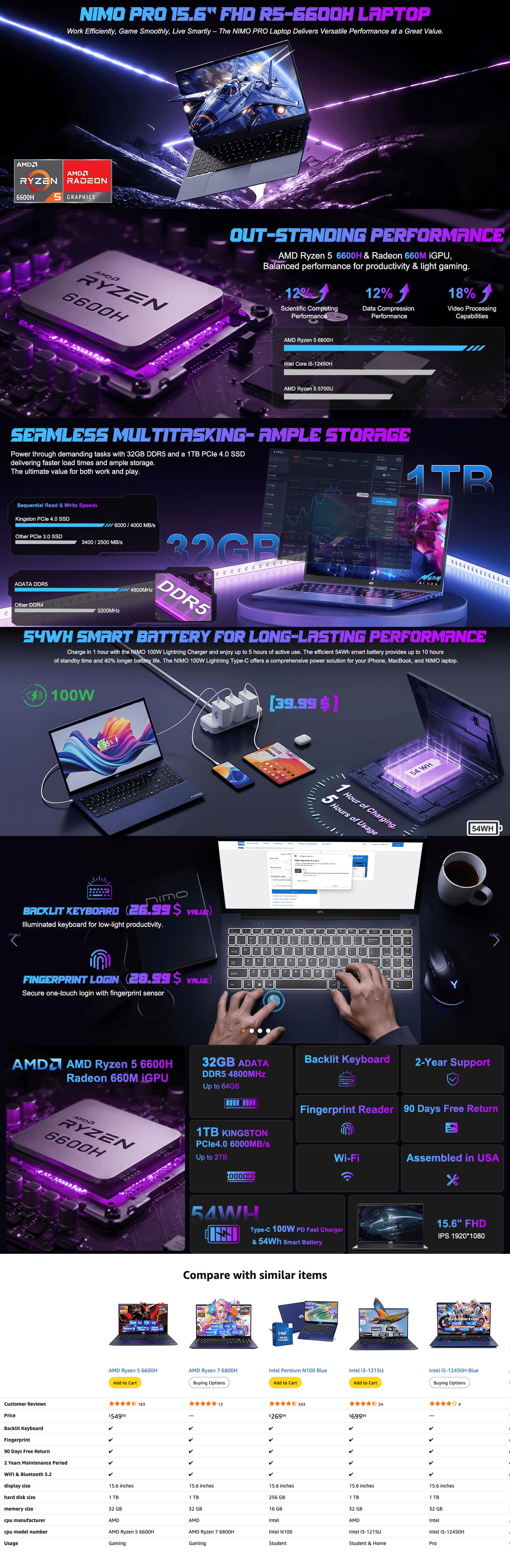 Premium A+ Content for Amazon.com: NIMO 15.6" IPS FHD-Gaming-Laptop