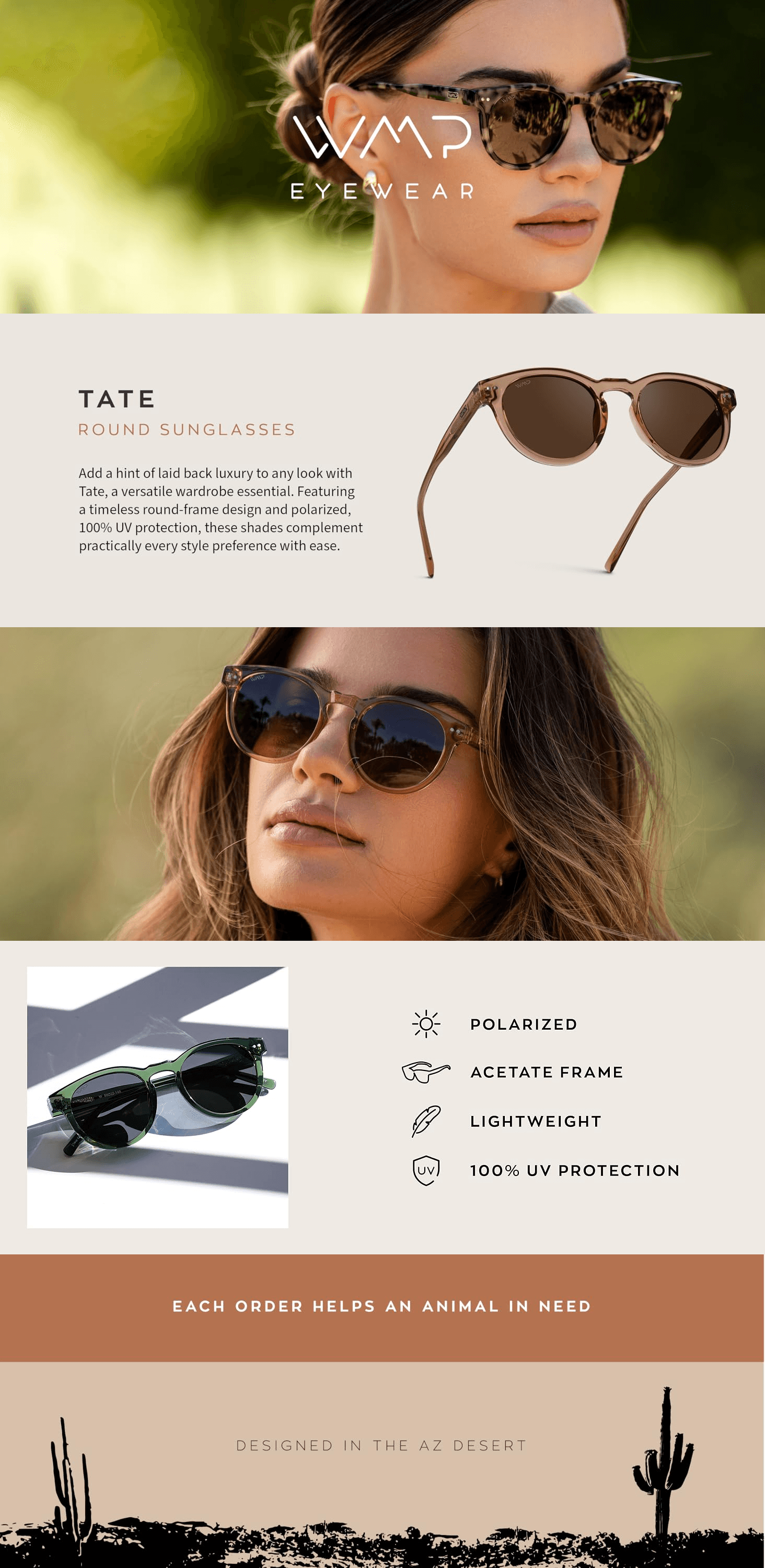 Premium A+ Content for Amazon.com: WearMe Pro Polarized Classic Round Retro Women's Sunglasses (Light Crystal…