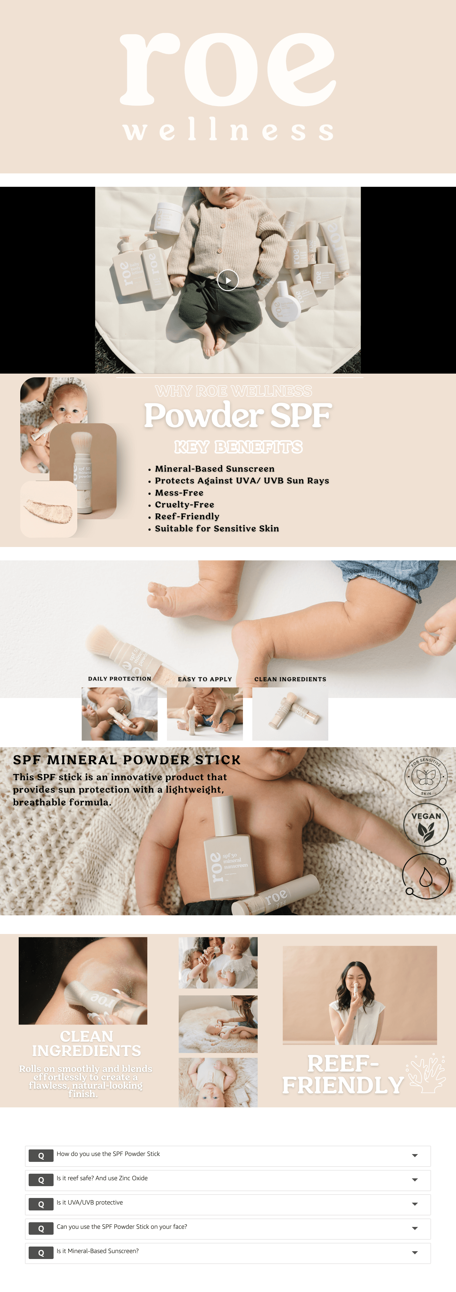 Premium A+ Content for Amazon.com: Roe Wellness- Kids SPF 50 Brush On Mineral Sunscreen Powder