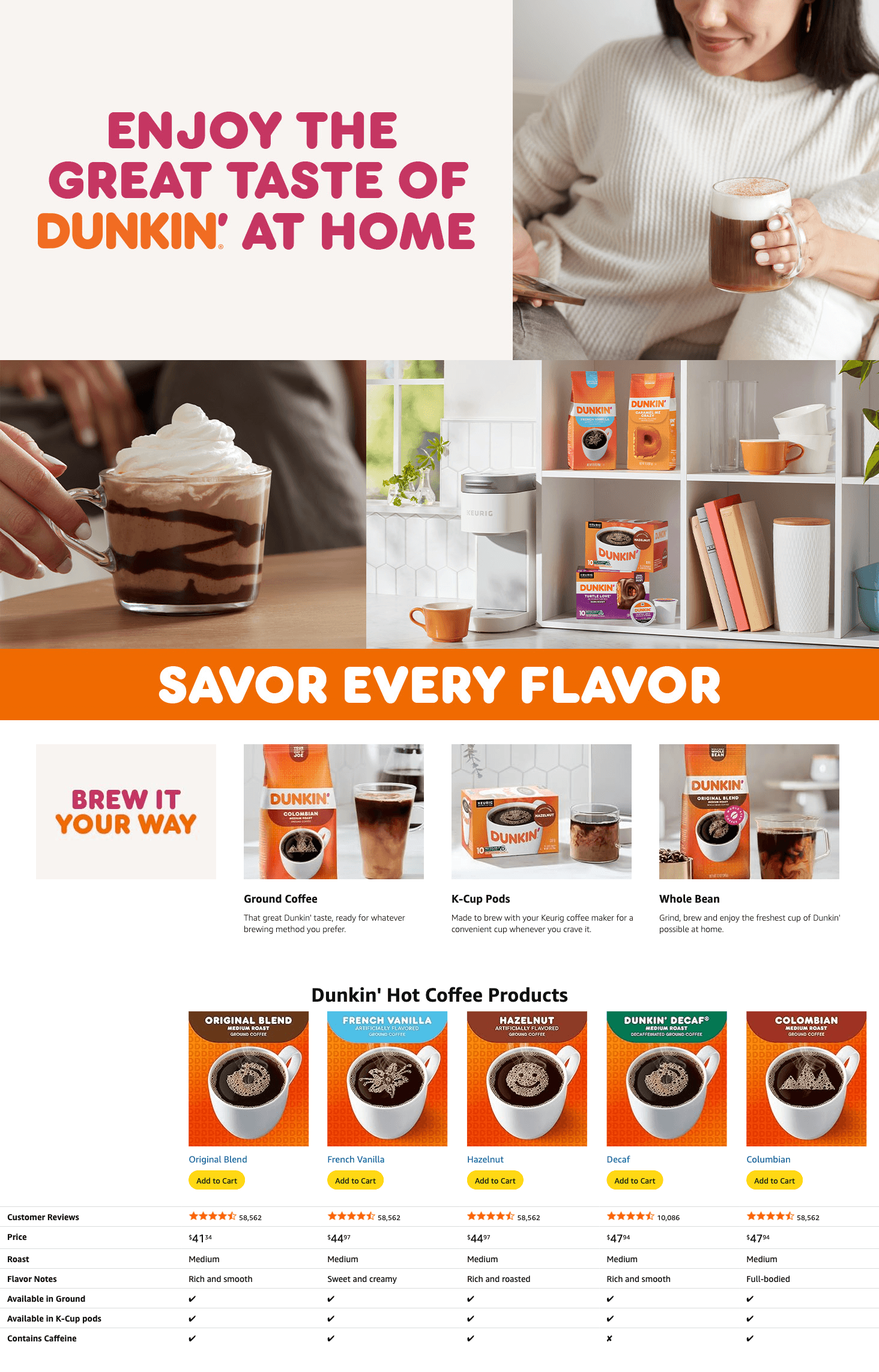 A+ Premium for Amazon.com: Dunkin' Original Blend Coffee