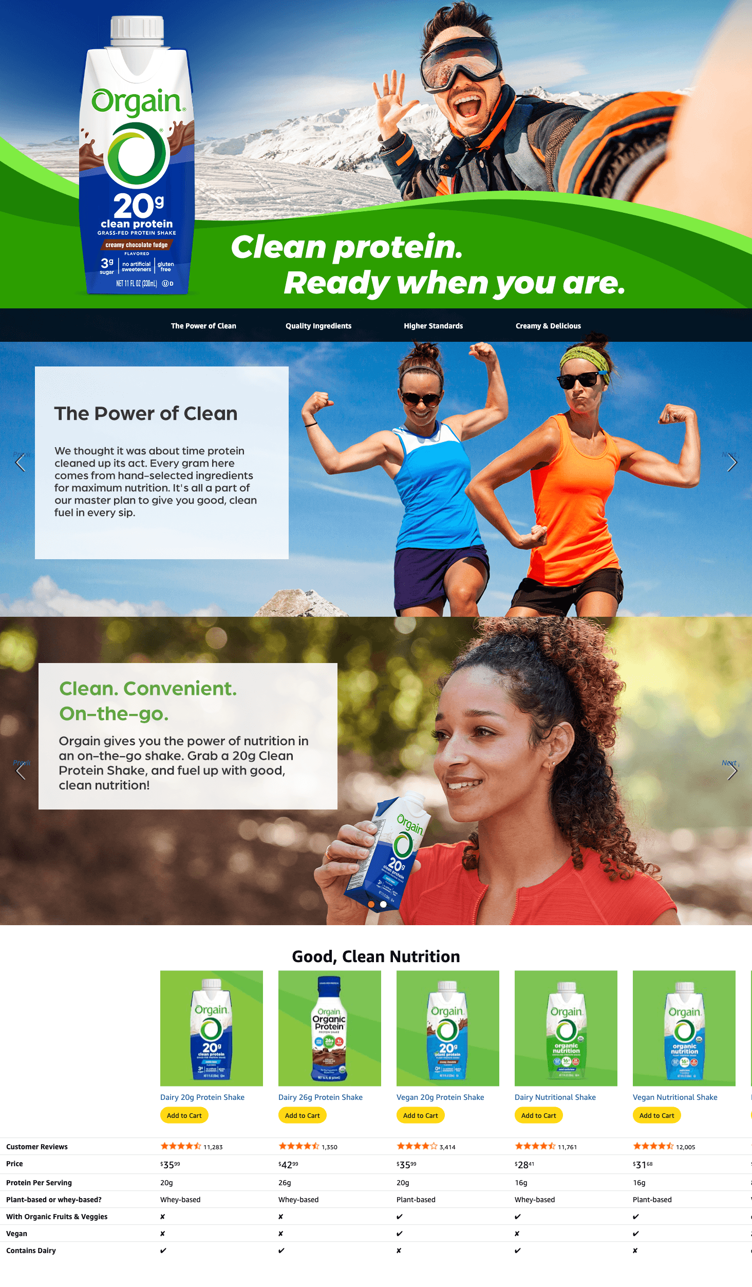 Premium A+ Content for Amazon.com: Orgain Clean Protein Shake