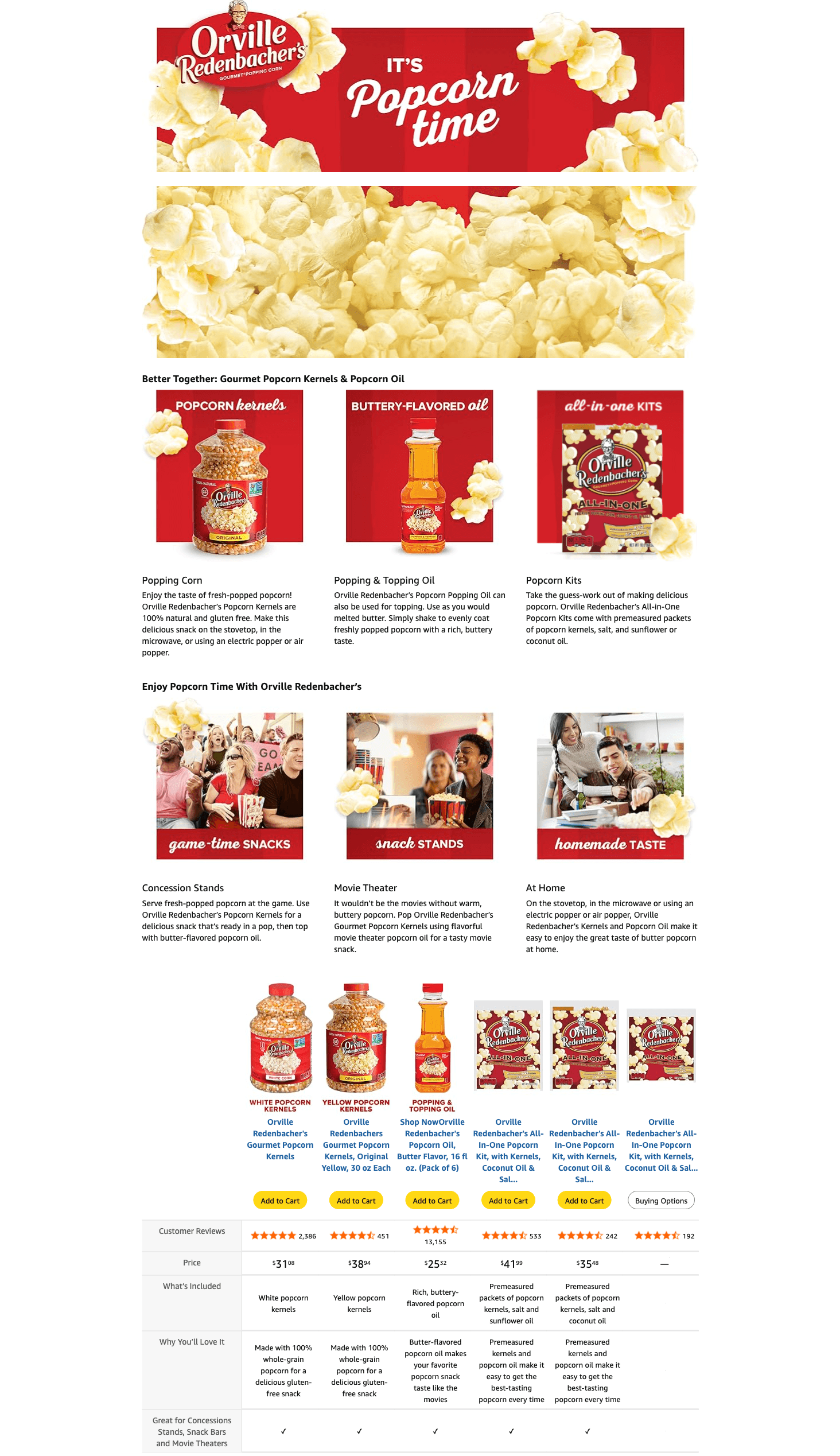 Premium A+ Content for Amazon.com: Orville Redenbacher's Gourmet Popcorn Kernels