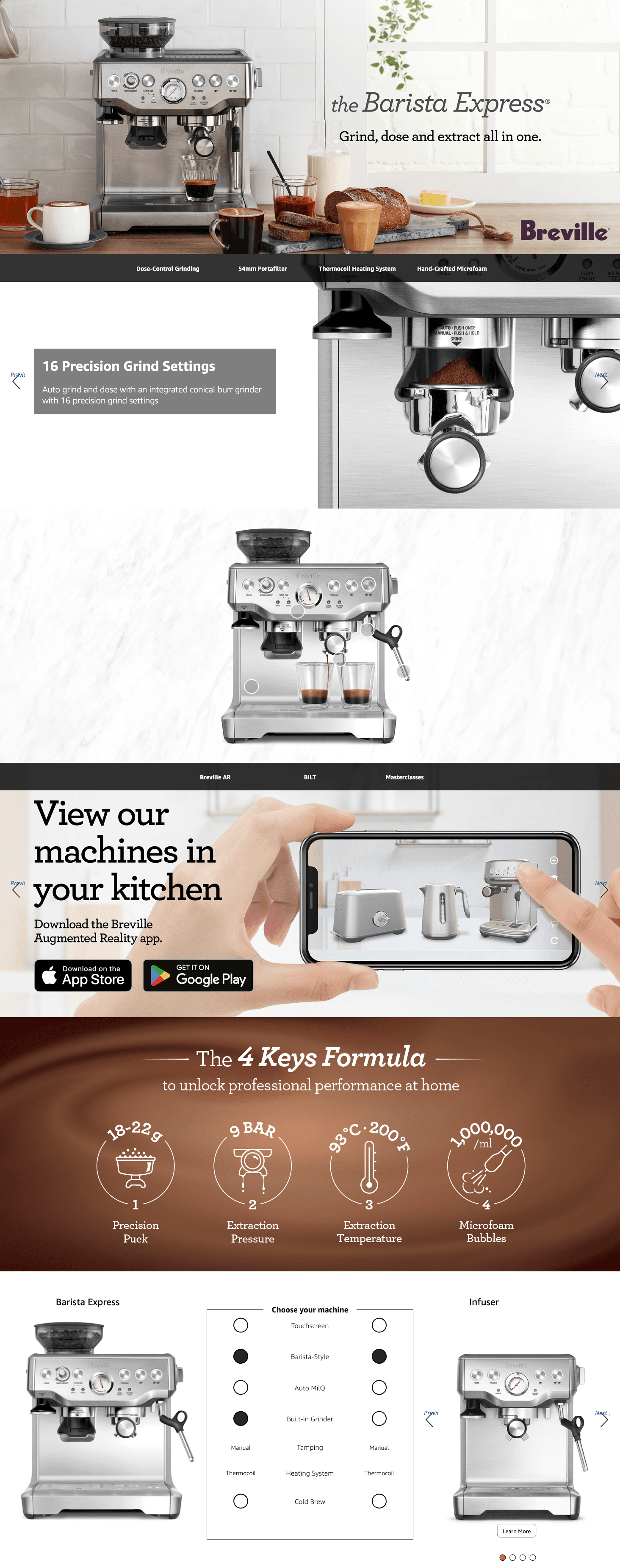 Premium A+ Content for Amazon.com: Breville Barista Express Espresso Machine BES870XL
