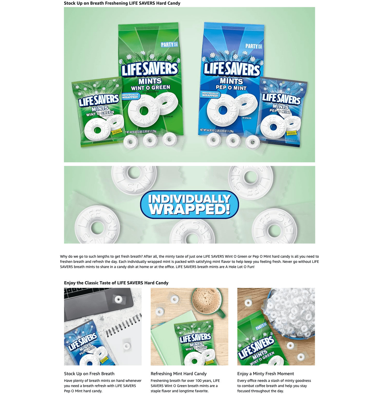 Premium A+ Content for Amazon.com: LIFE SAVERS Mints