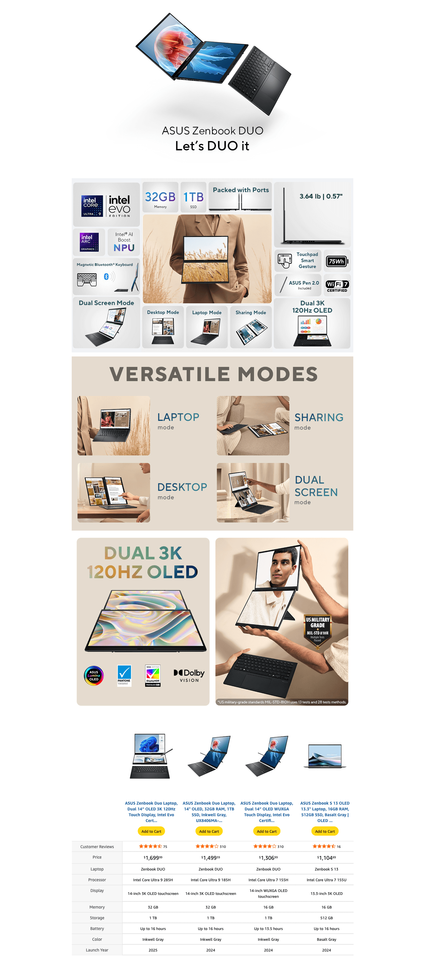 Premium A+ Content for Amazon.com: ASUS Zenbook DUO Laptop