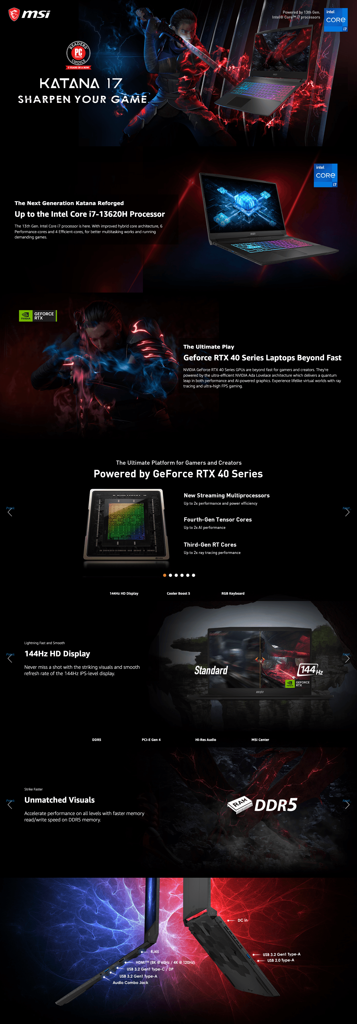 Premium A+ Content for Amazon.com: MSI Katana 17 Gaming Laptop: 13th Gen Intel Core i7