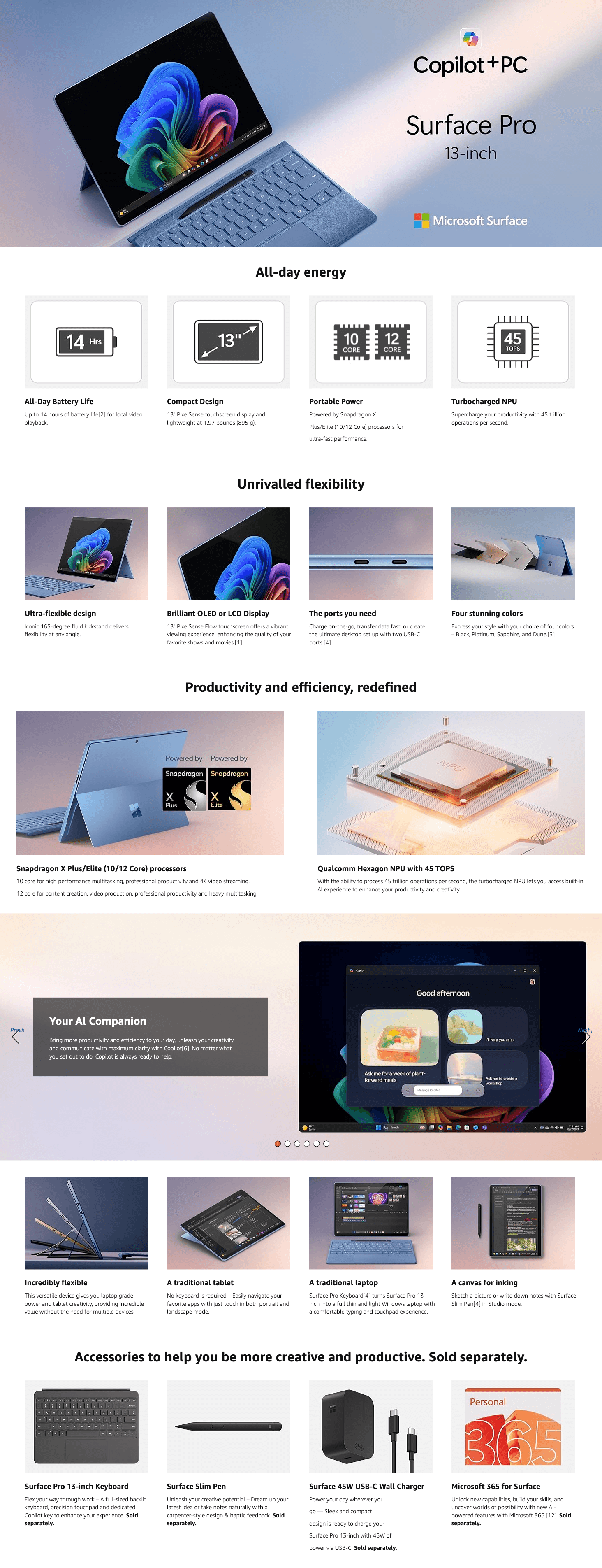 Premium A+ Content for Amazon.com: Microsoft Surface Pro 2-in-1 Laptop/Tablet (2024)