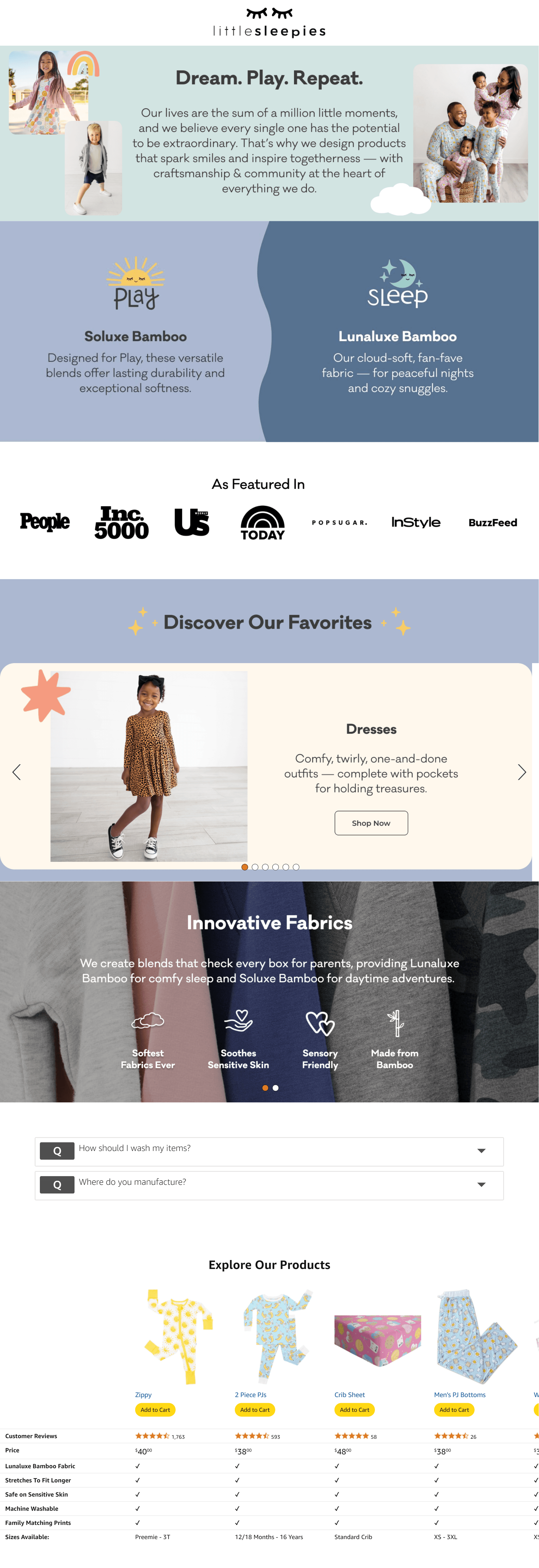 Premium A+ Content for Amazon.com: Little Sleepies Two-Piece Pajama Set for Boys & Girls