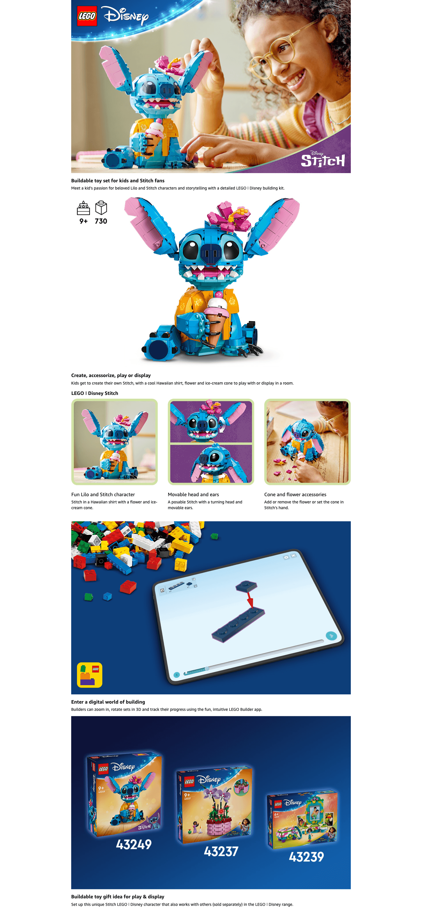Premium A+ Content for Amazon.com: LEGO Disney Stitch Toy Building Kit