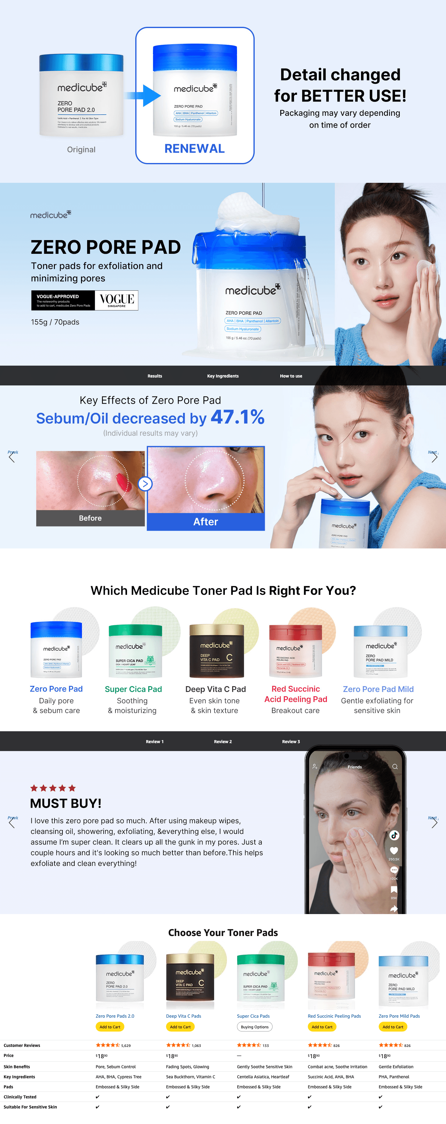 Premium A+ Content for Amazon.com : Medicube Zero Pore Pads 2.0