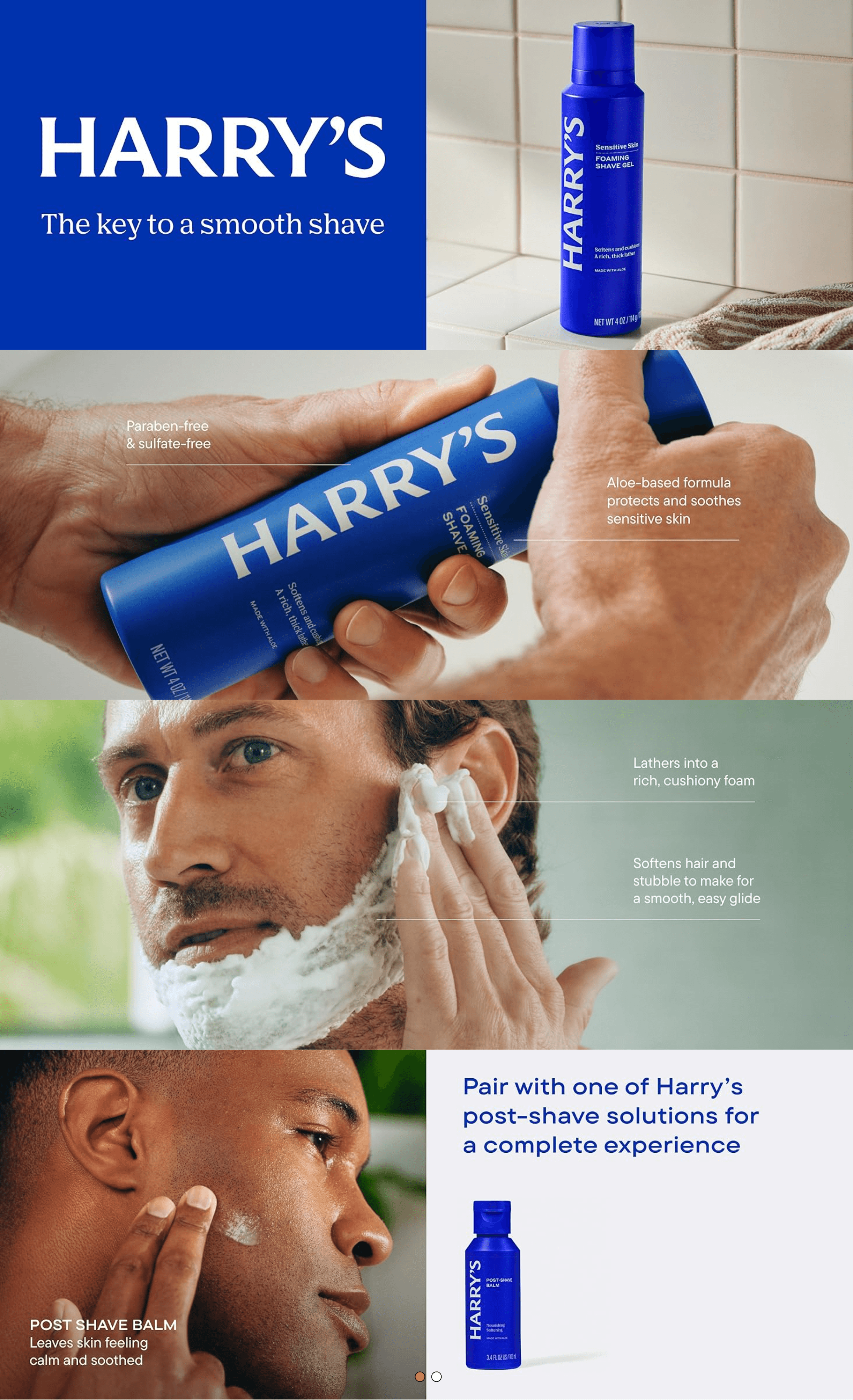 Premium A+ Content for Amazon.com: Harry's Foaming Shave Gel for Men with Aloe