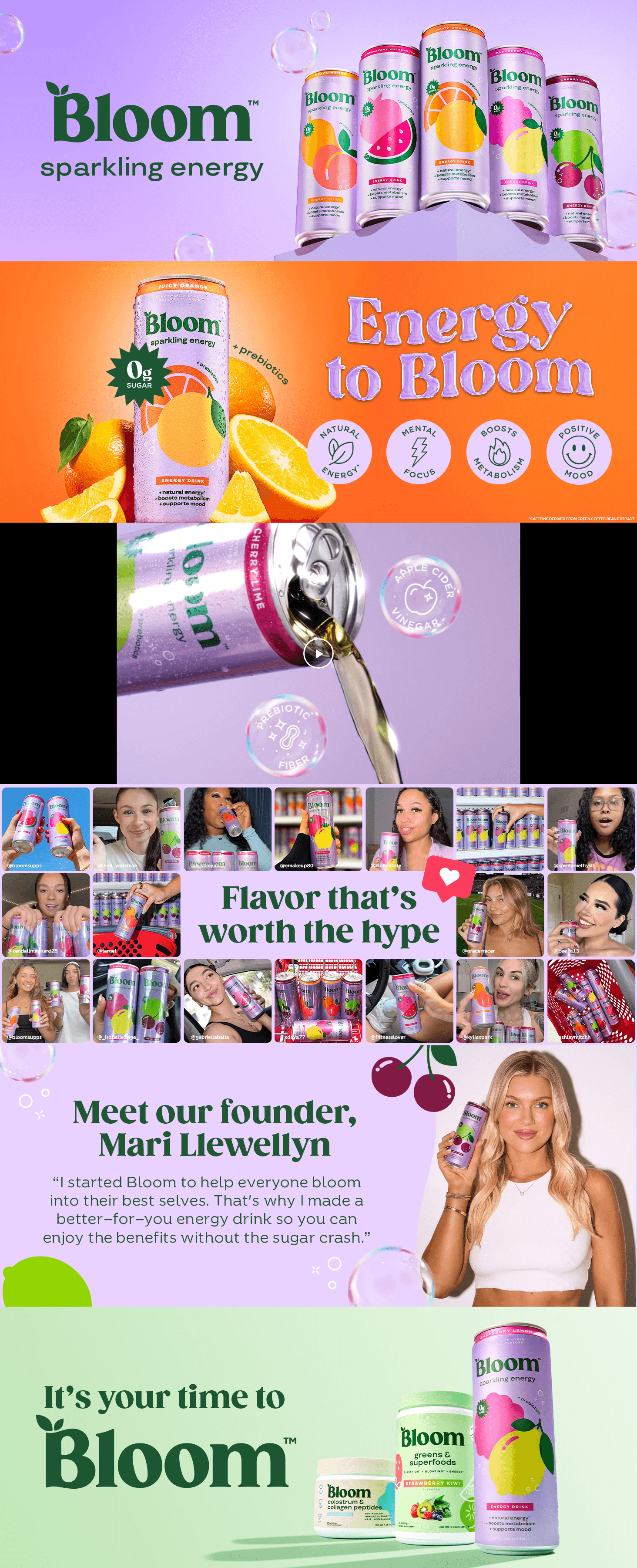 Premium A+ Content for Amazon.com: Bloom Nutrition Sparkling Energy Drink