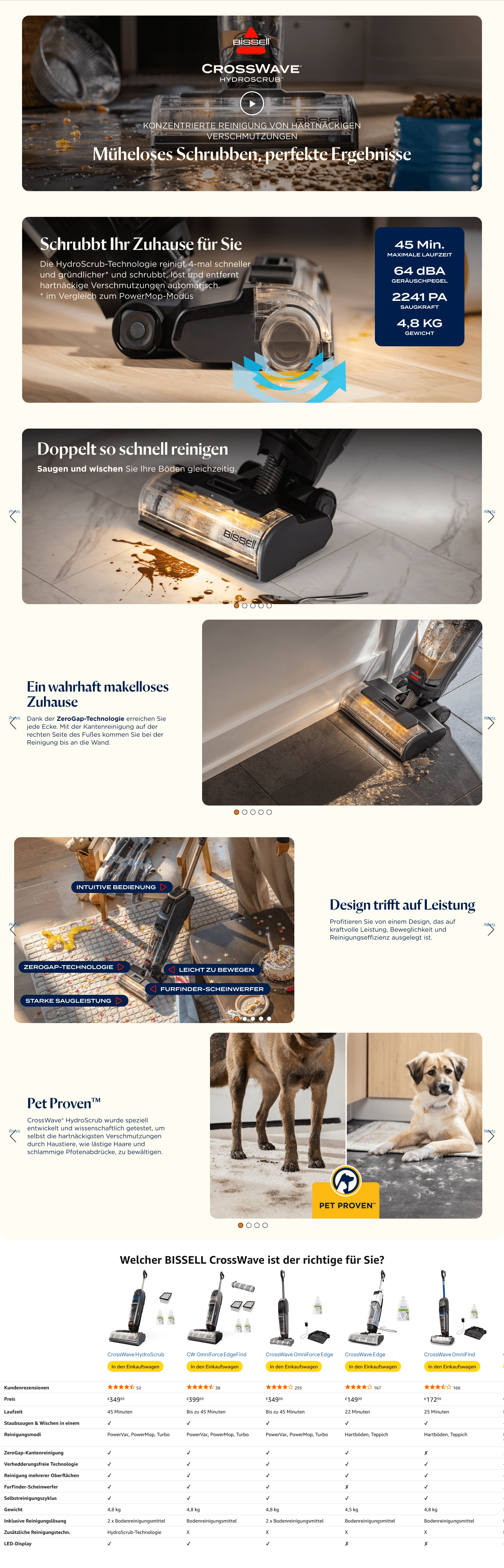 Premium A+ Content for Amazon.de: Bissell CrossWave HydroScrub Kabelloser Wischsauger 4283N
