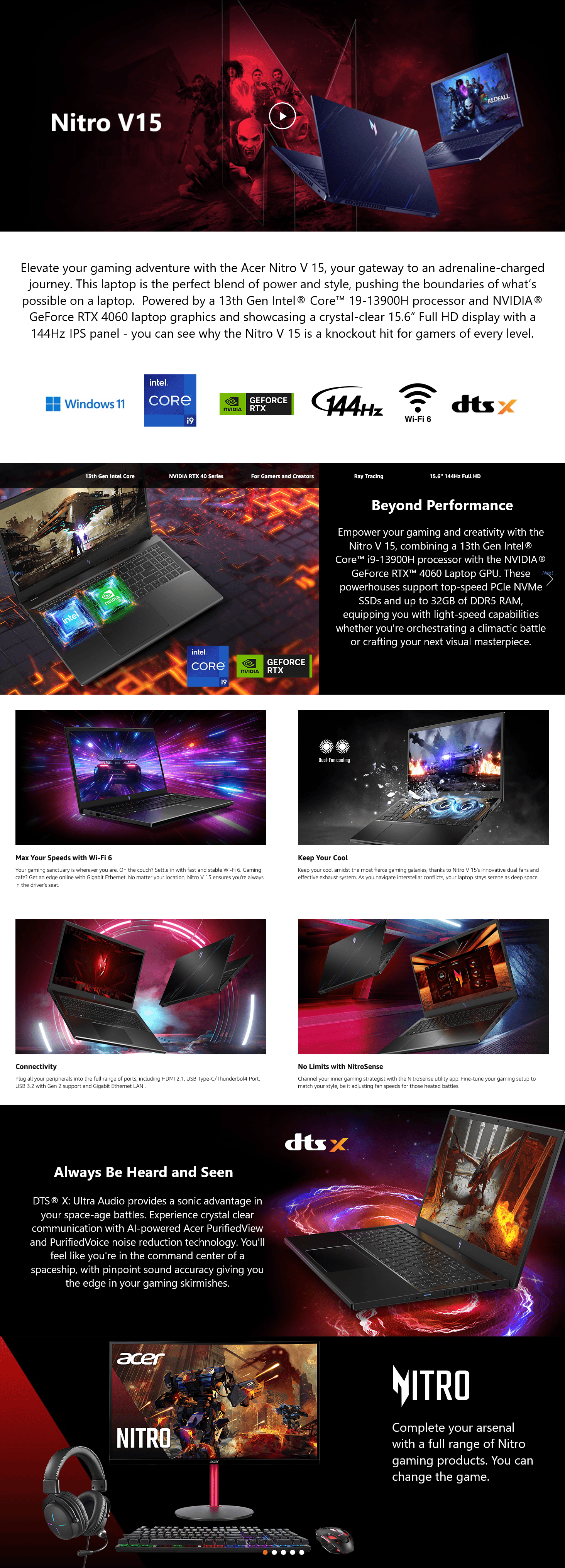Premium A+ Content for Amazon.com: Acer Nitro V Gaming Laptop