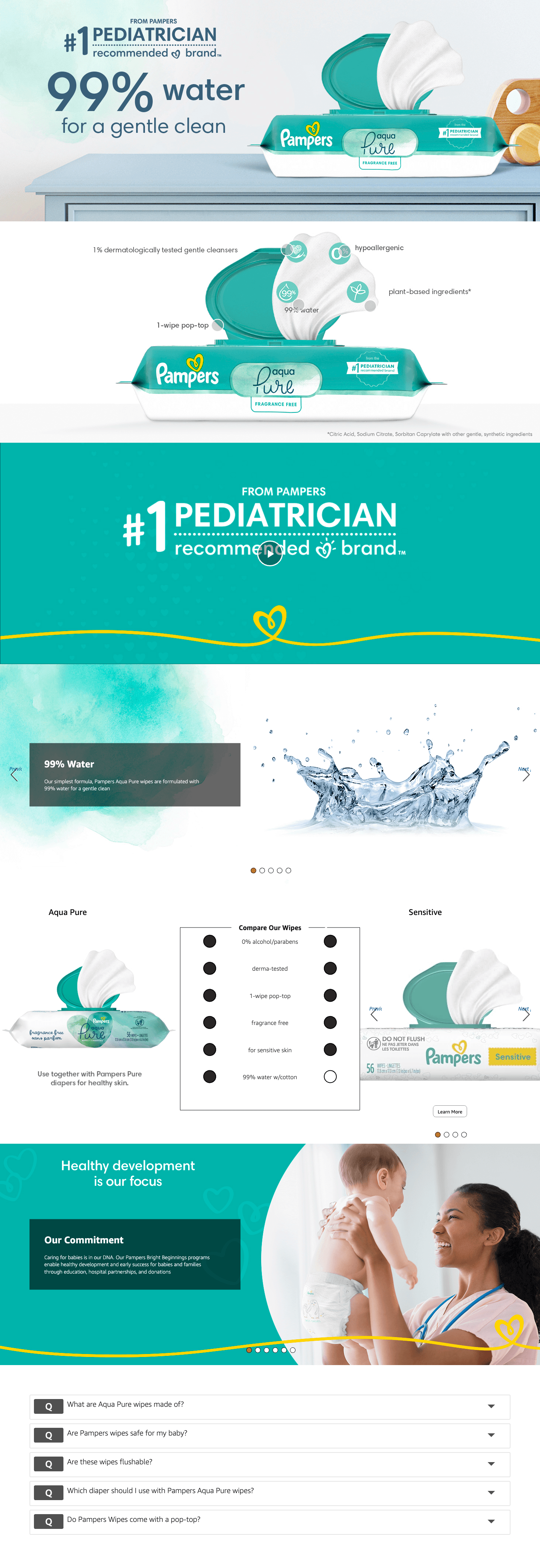 Premium A+ Content for Amazon.com: Pampers Baby Wipes Aqua Pure