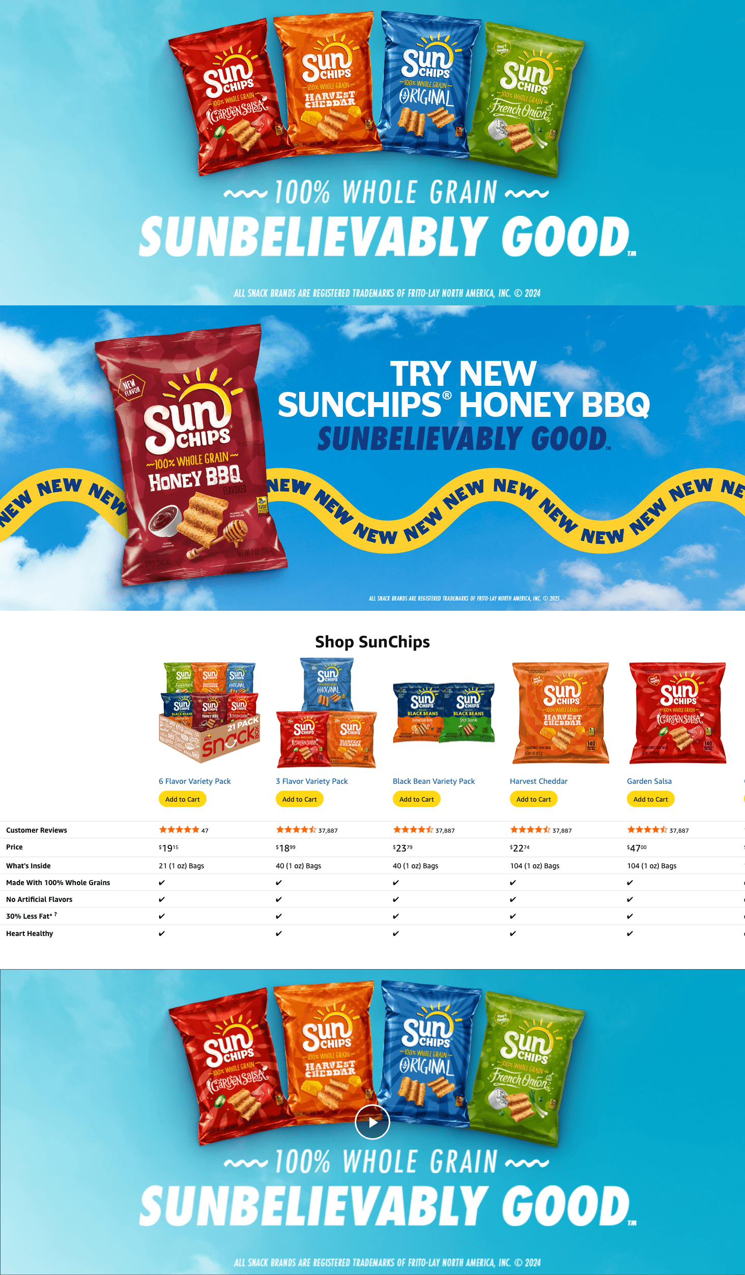 Premium A+ Content for Amazon.com: SunChips Multigrain Snacks