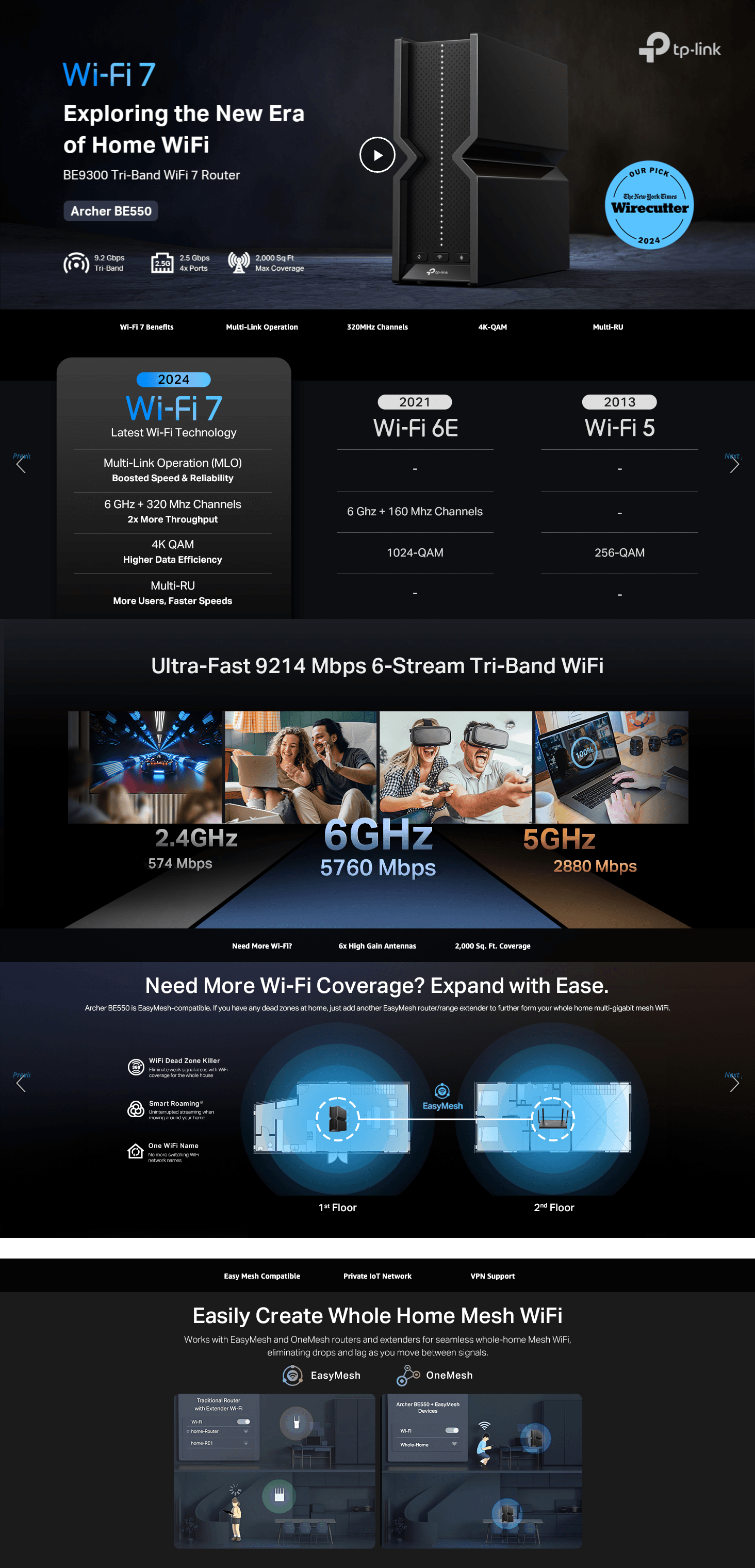 Premium A+ Content for Amazon.com: TP-Link Tri-Band BE9300 WiFi 7 Router (Archer BE550)