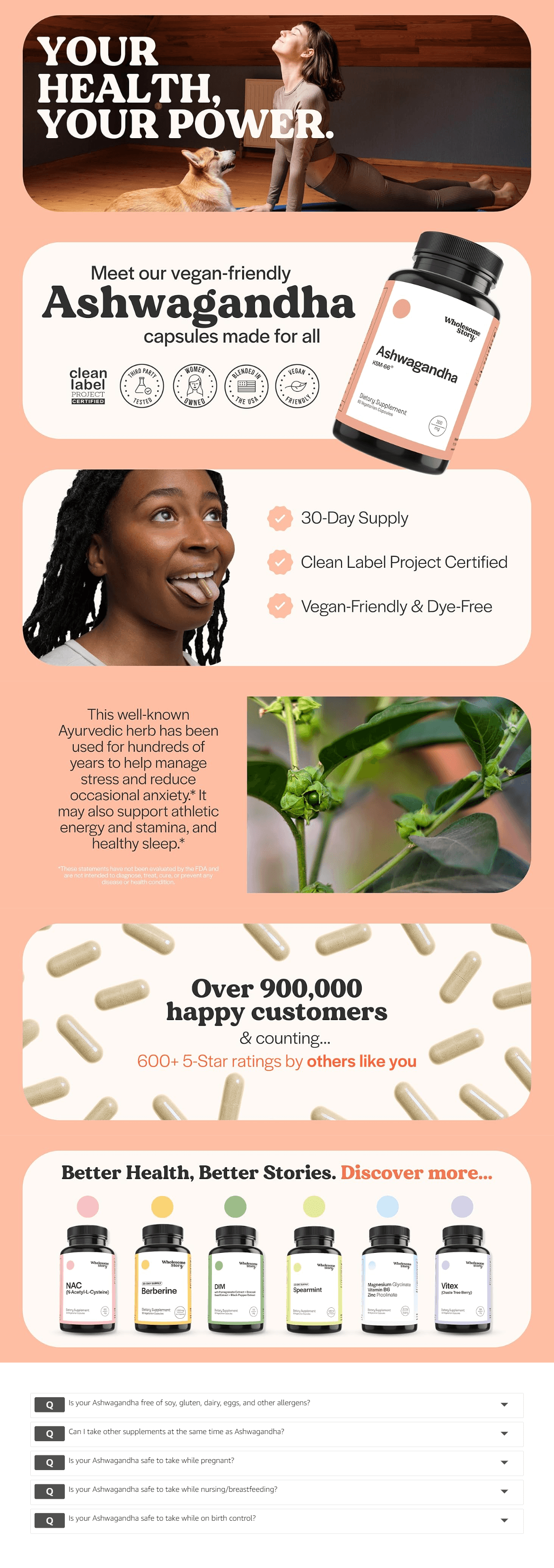 Premium A+ Content for Amazon.com: Vegan KSM 66 Ashwagandha Capsules| High Potency 5% Withanolides