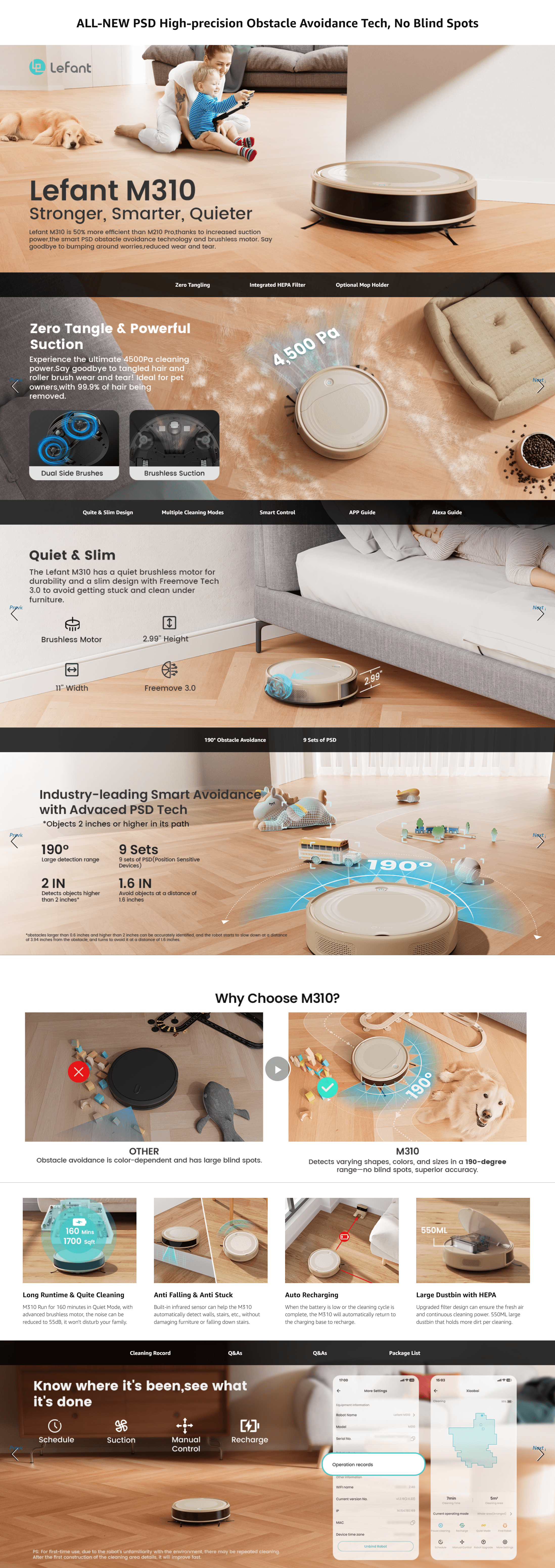 Premium A+ Content for Amazon.com: Lefant M310 Robot Vacuum Cleaner