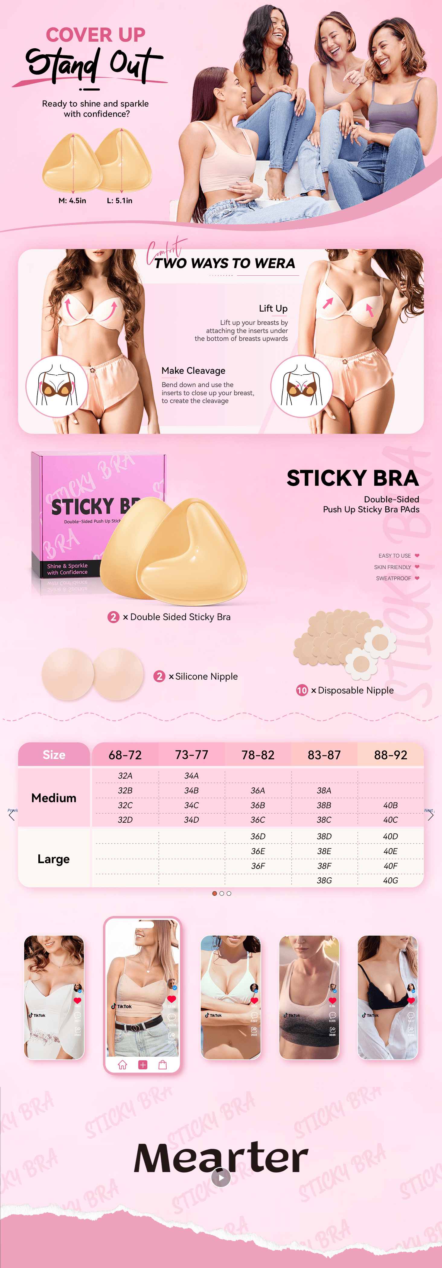 Premium A+ Content for Amazon.com: Ultra Push up Sticky Bra Pads Inserts