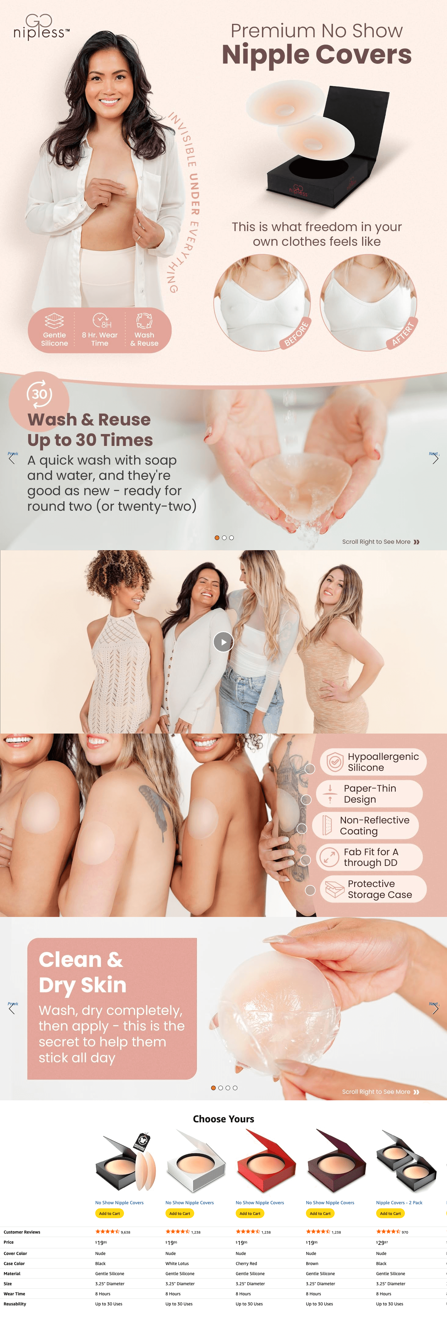Premium A+ Content for Nipple Covers for Women-Reusable Pasties Nipple Cover-Adhesive Silicone Nipple…