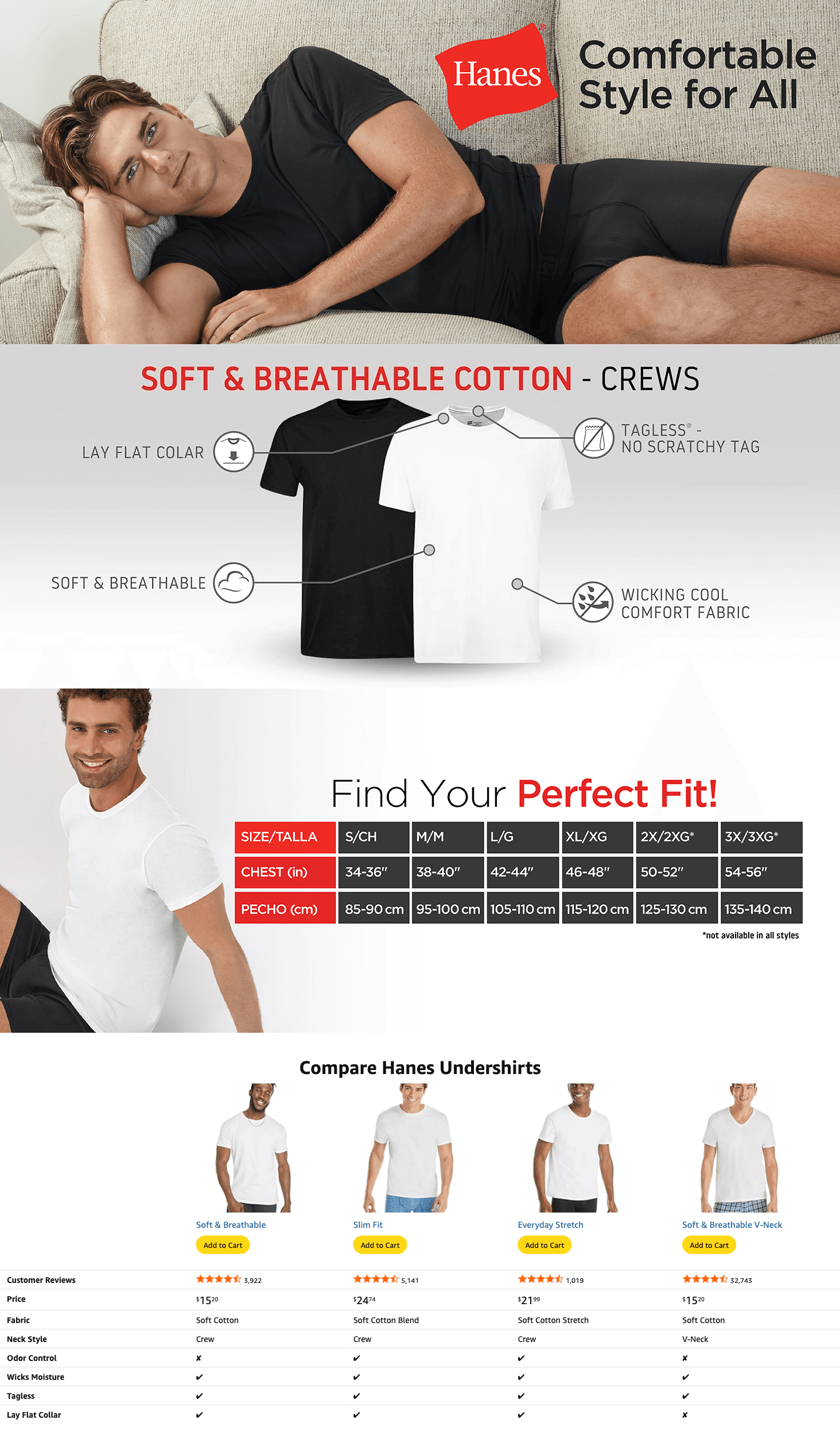 Premium A+ Content for Hanes Mens Cotton