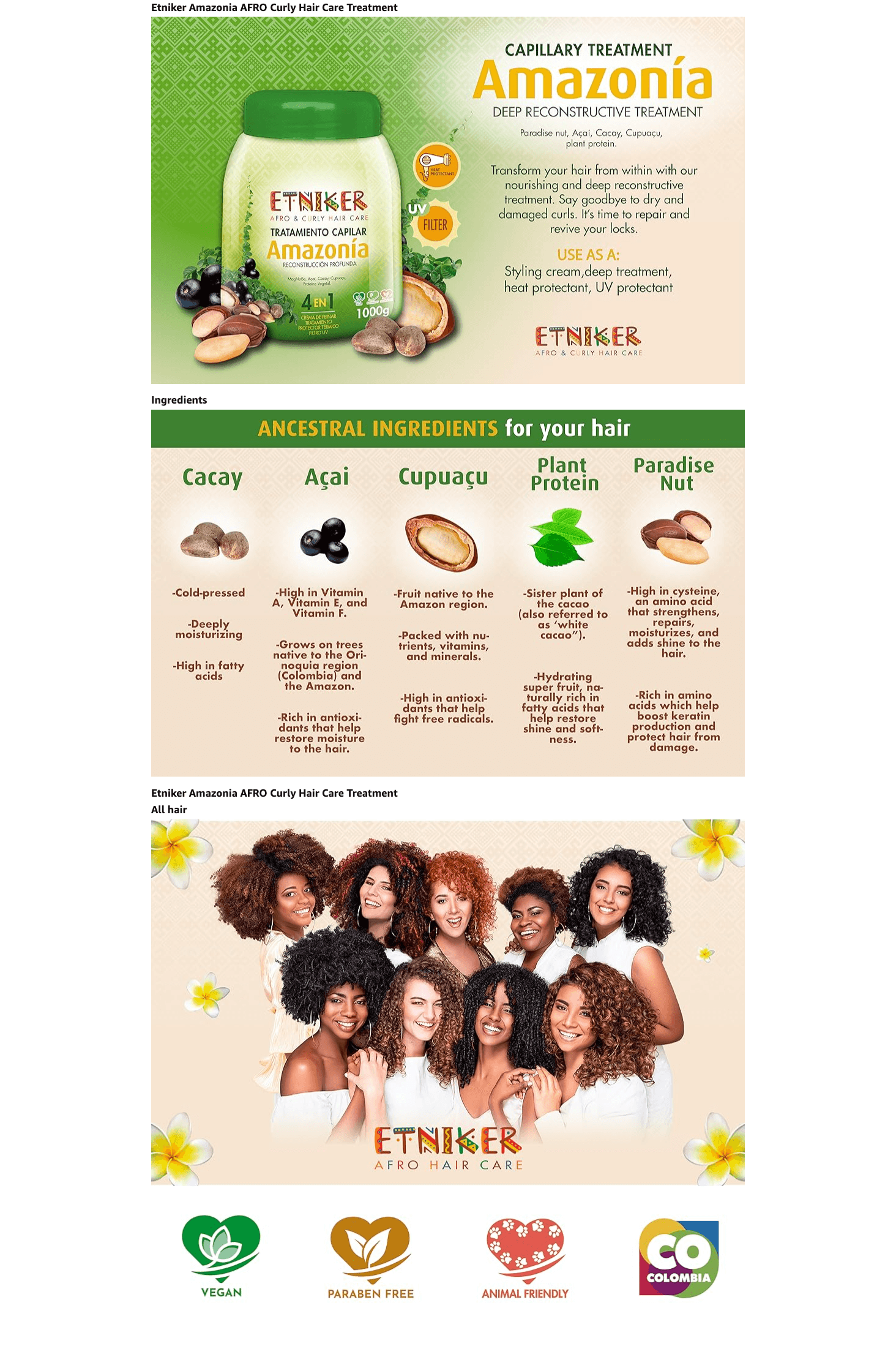 Premium A+ Content for Amazon.com: Etniker Amazonia 4-in-1 Curly Hair Treatment