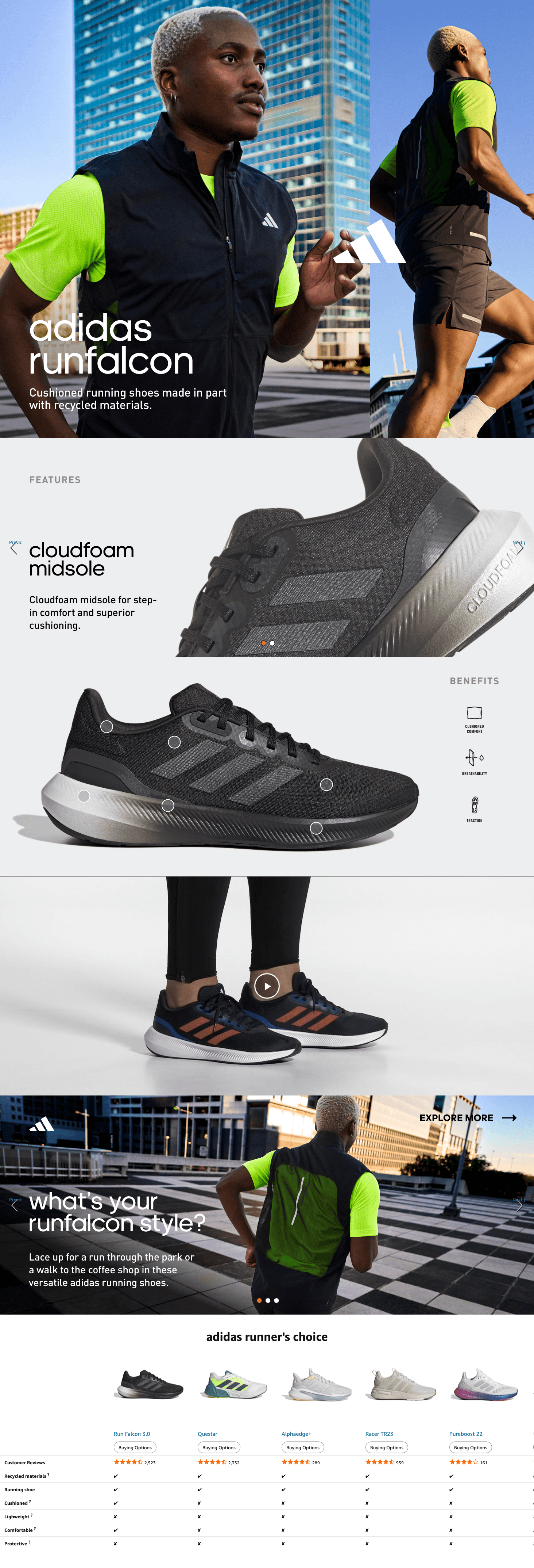 Premium A+ Content for adidas Men's Runfalcon 5 Running Shoes