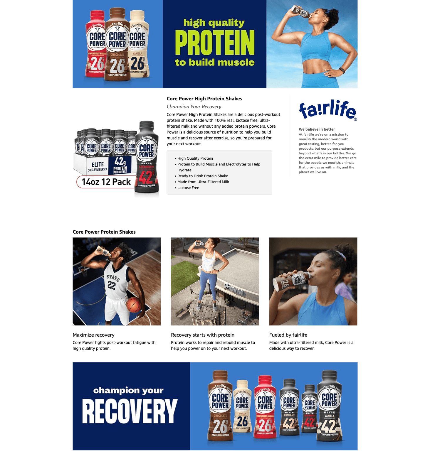Premium A+ Content for Amazon.com : Core Power Elite High Protein Shake