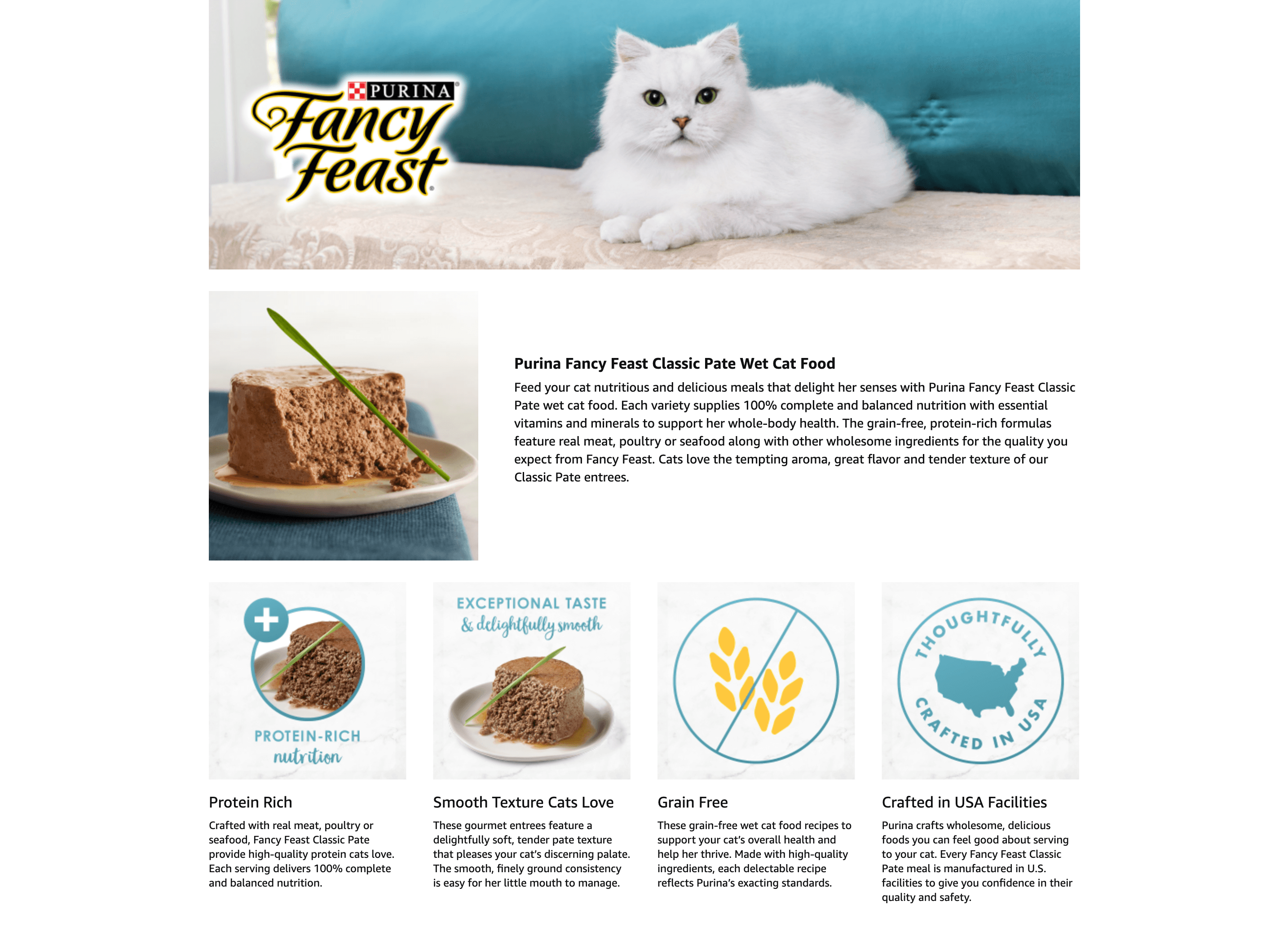 Premium A+ Content for Amazon.com : Purina Fancy Feast Seafood Classic Pate Collection Grain Free Wet Cat Food…