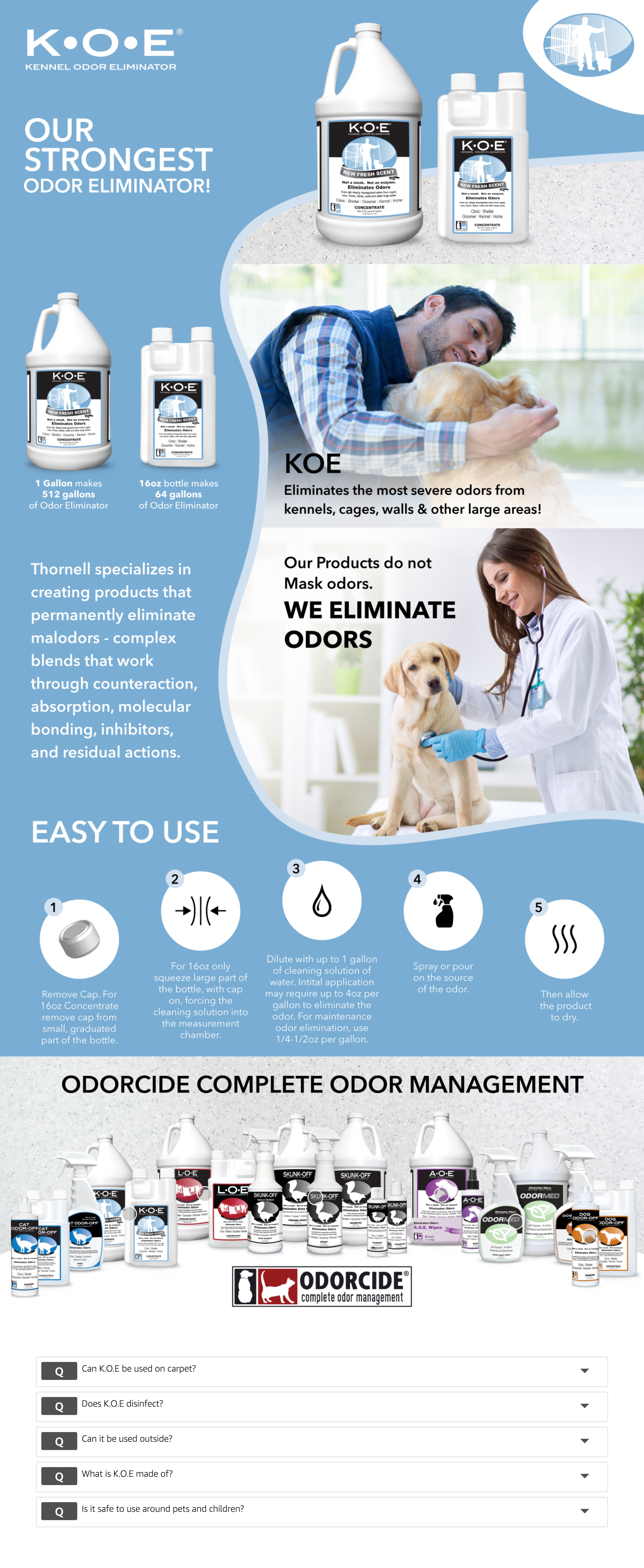 Premium A+ Content for Amazon.com : K.O.E Kennel Odor Eliminator Fresh Scent Concentrate 16 oz : Pet Supplies