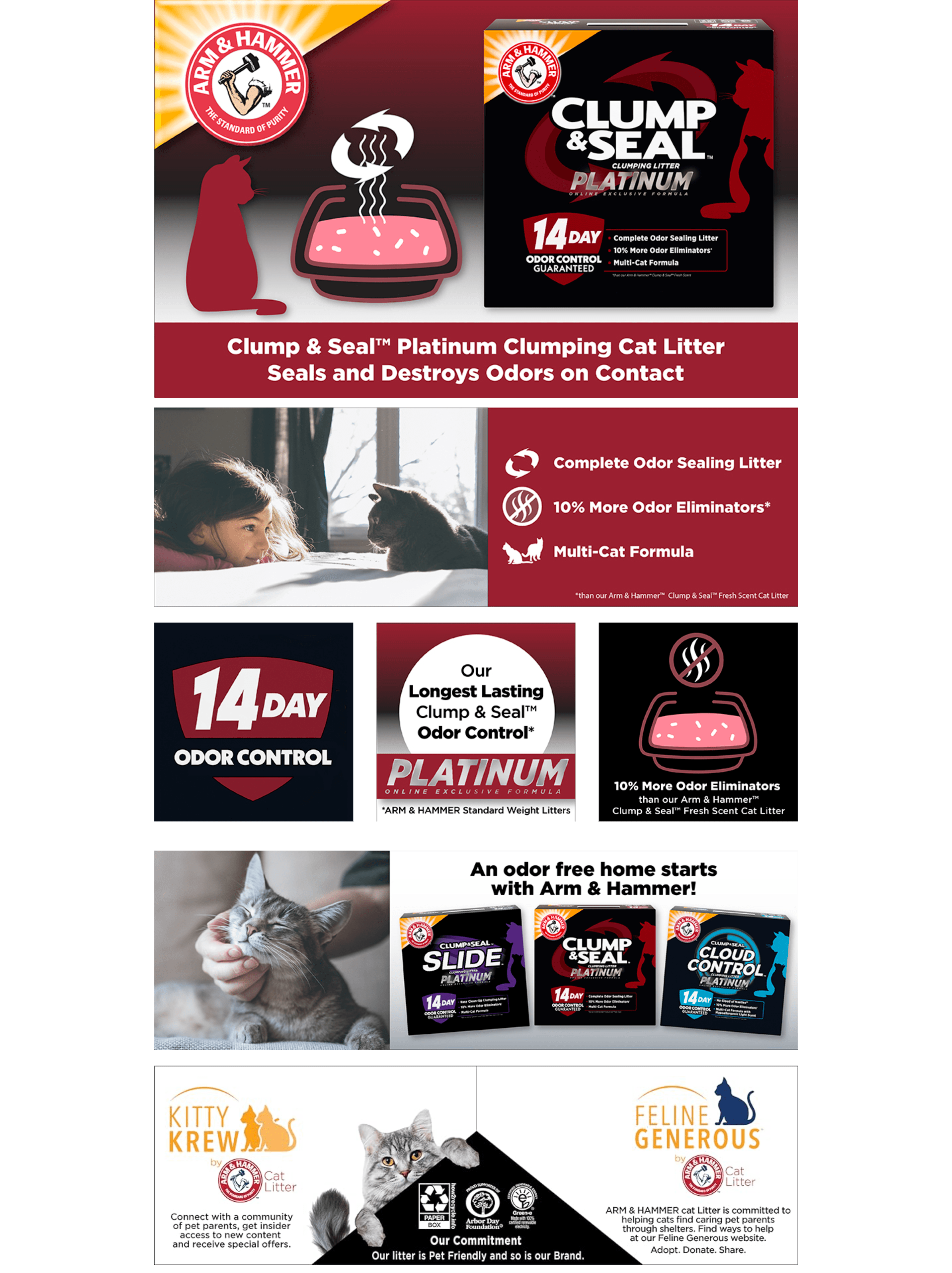 Premium A+ Content for Amazon.com : ARM & HAMMER Clump & Seal Platinum