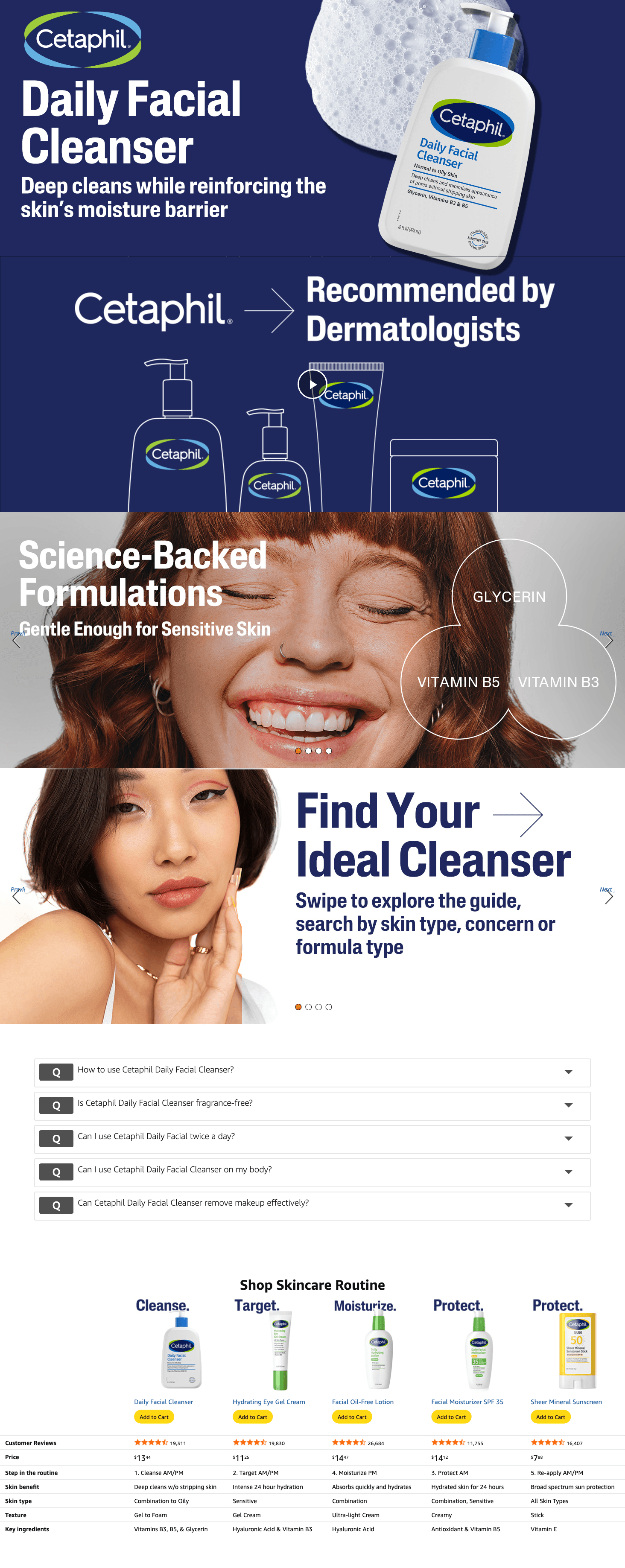 Premium A+ Content for Amazon.com: Cetaphil Face Wash