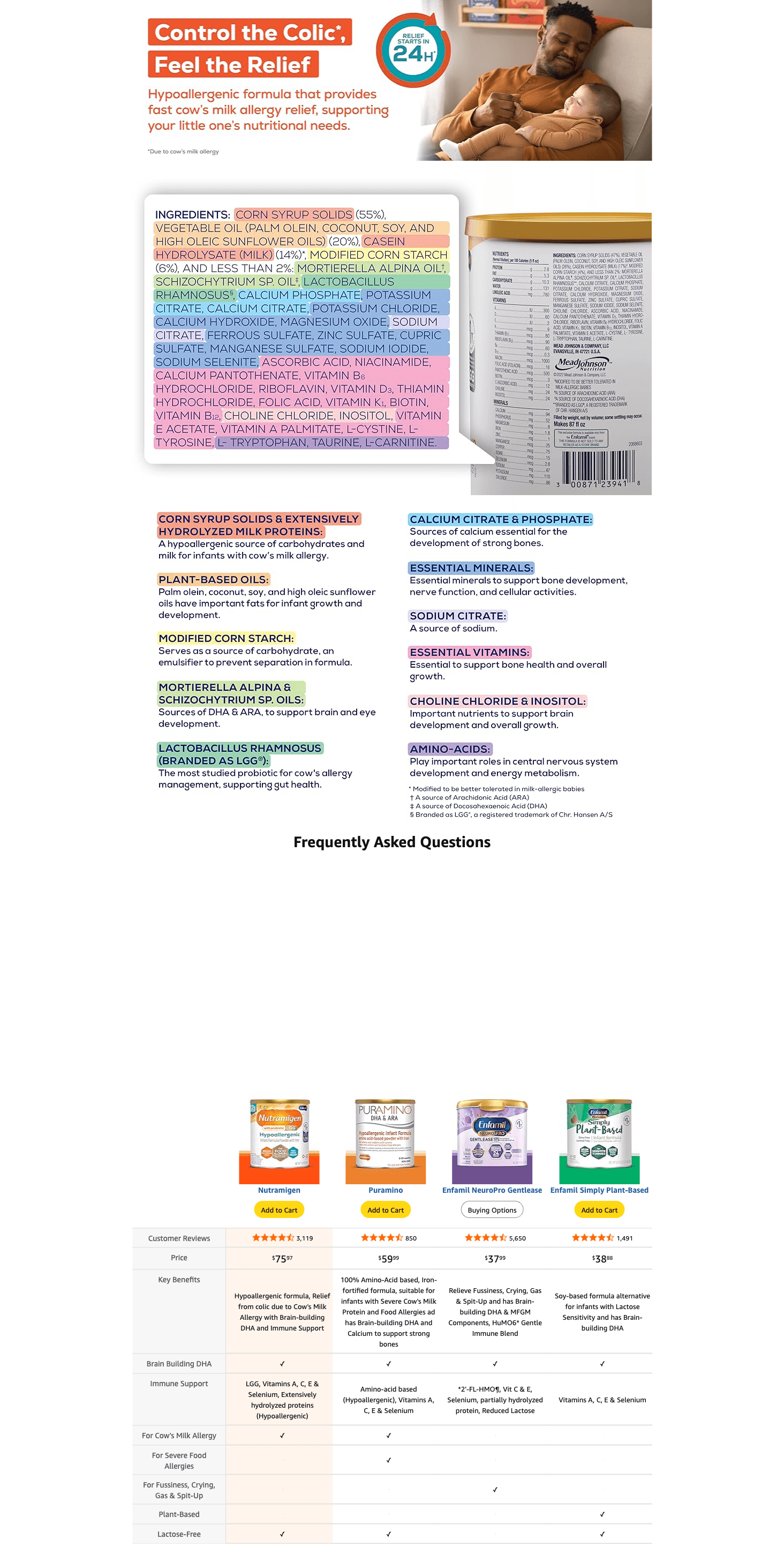 Premium A+ Content for Amazon.com: Enfamil Nutramigen Hypoallergenic Baby Formula with Iron