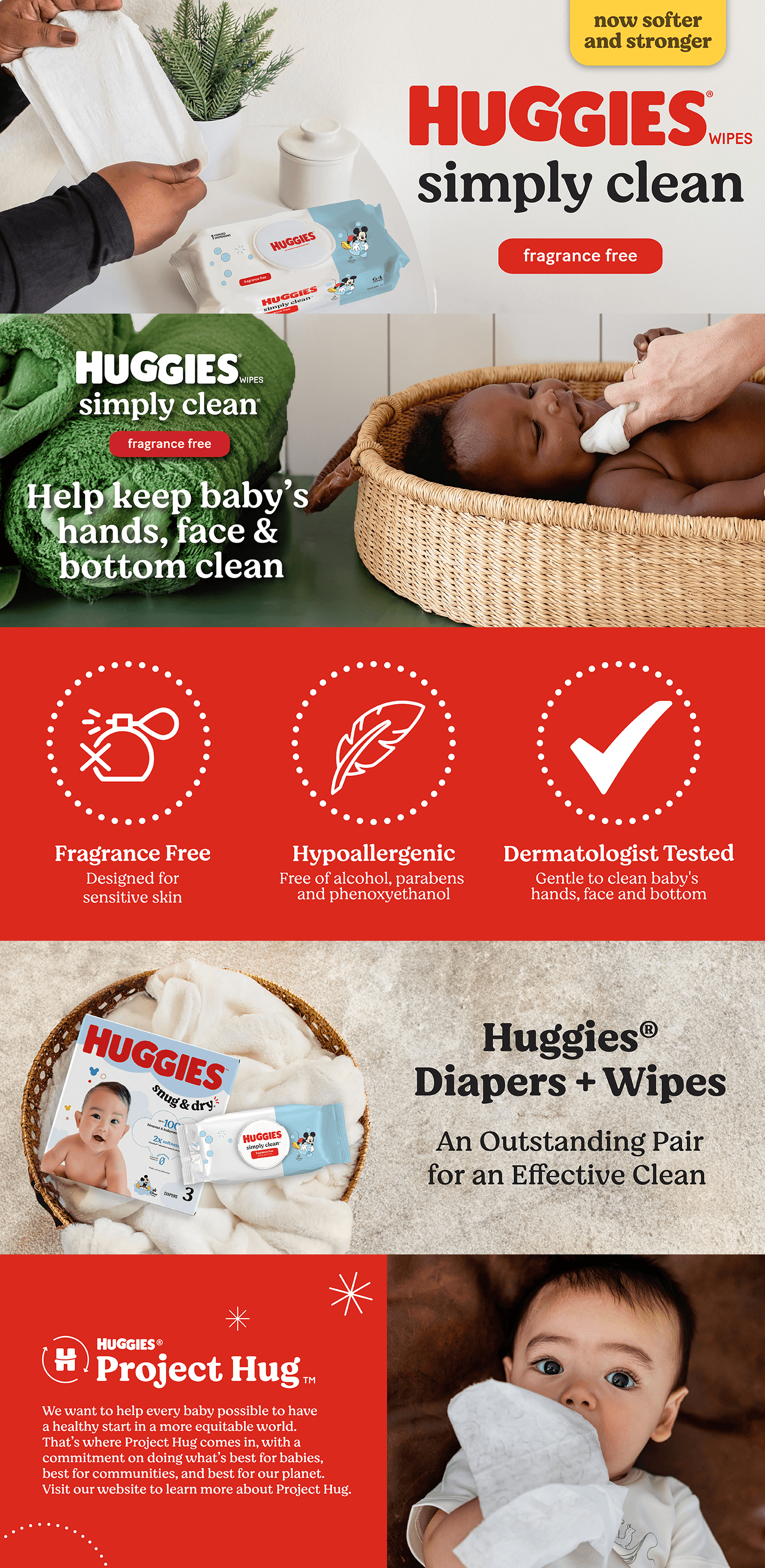 Premium A+ Content for Amazon.com: Huggies Simply Clean Unscented Baby Diaper Wipes