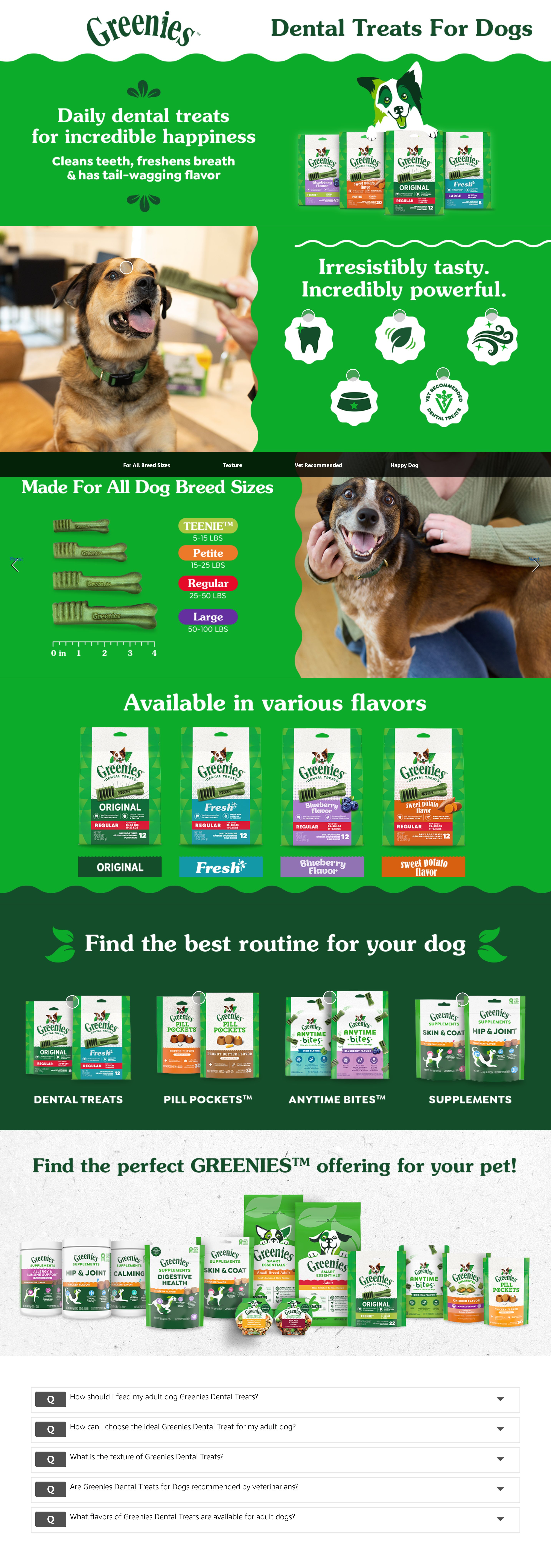 Premium A+ Content for Amazon.com: Greenies Original Regular Dental Dog Treats