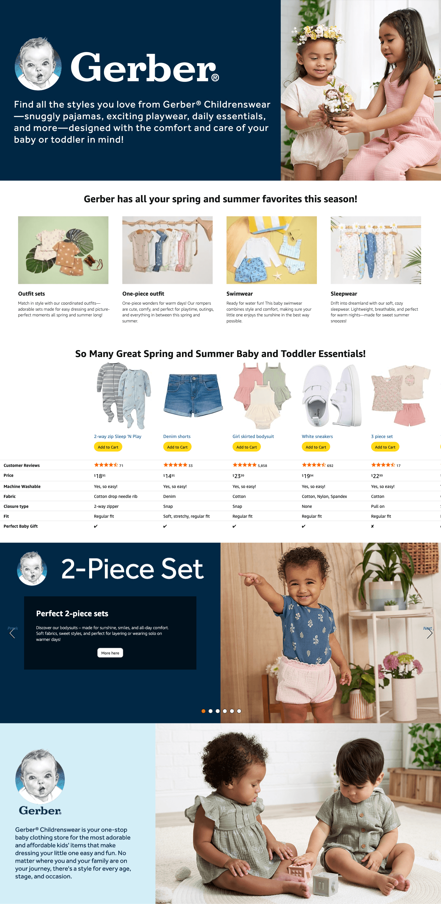Premium A+ Content for Amazon.com: Gerber Baby 8-Pack Short Sleeve Onesies Bodysuits