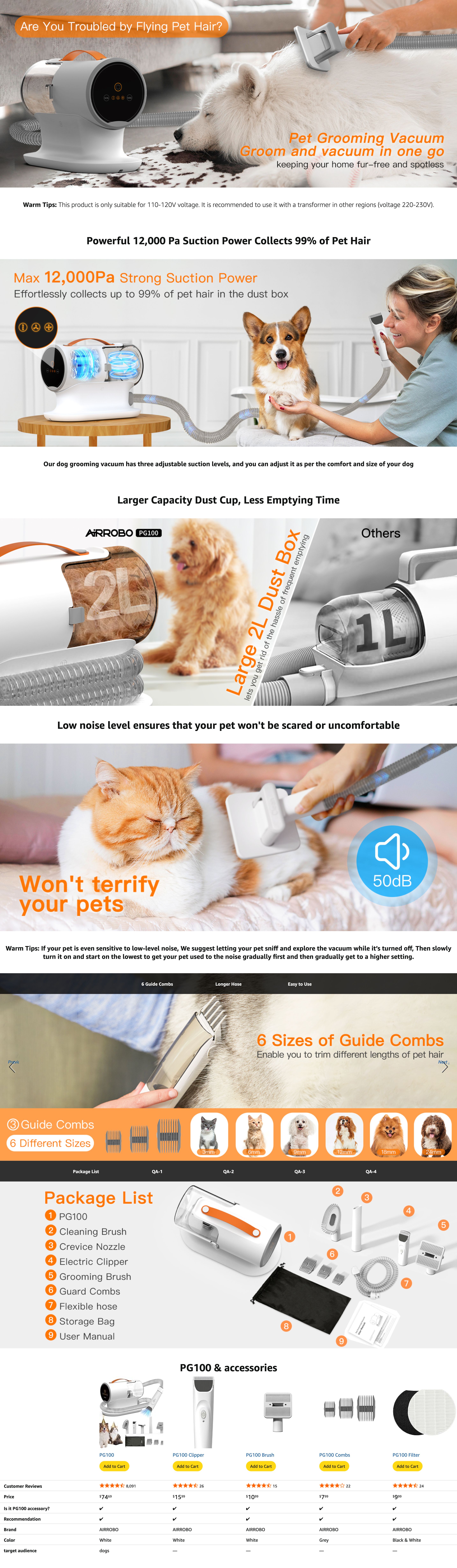 Premium A+ Content for Amazon.com: AIRROBO Dog Grooming Vacuum