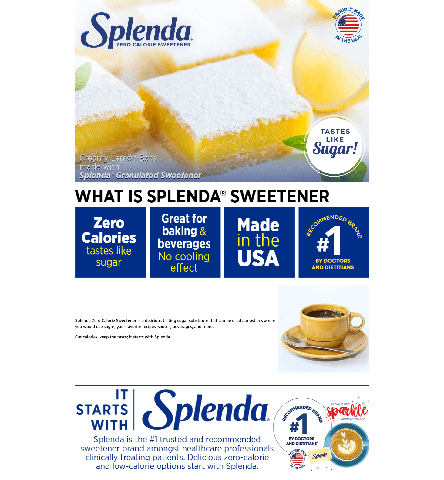 Premium A+ Content for Amazon.com: SPLENDA Zero Calorie Sweetener Value Pack