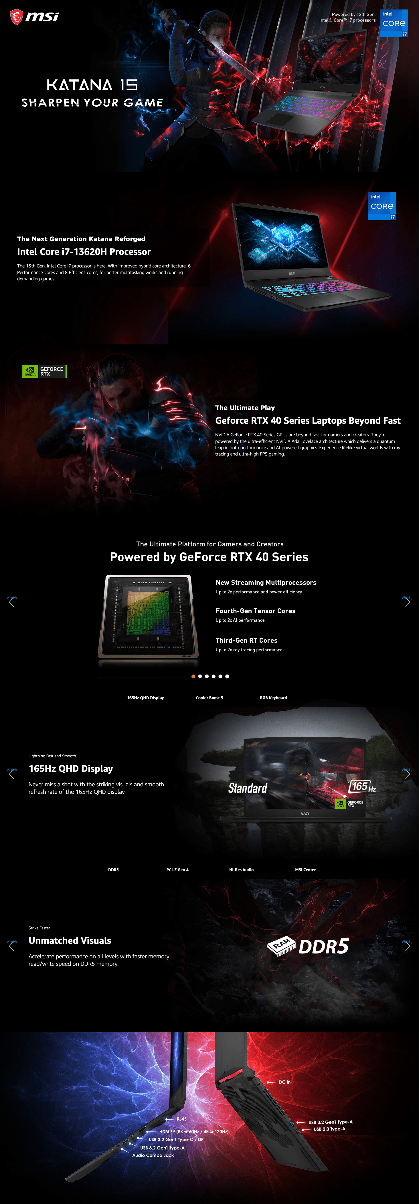 Premium A+ Content for Amazon.com: MSI Katana 15 15.6” 165Hz QHD Gaming Laptop: Intel Core i7-13620H