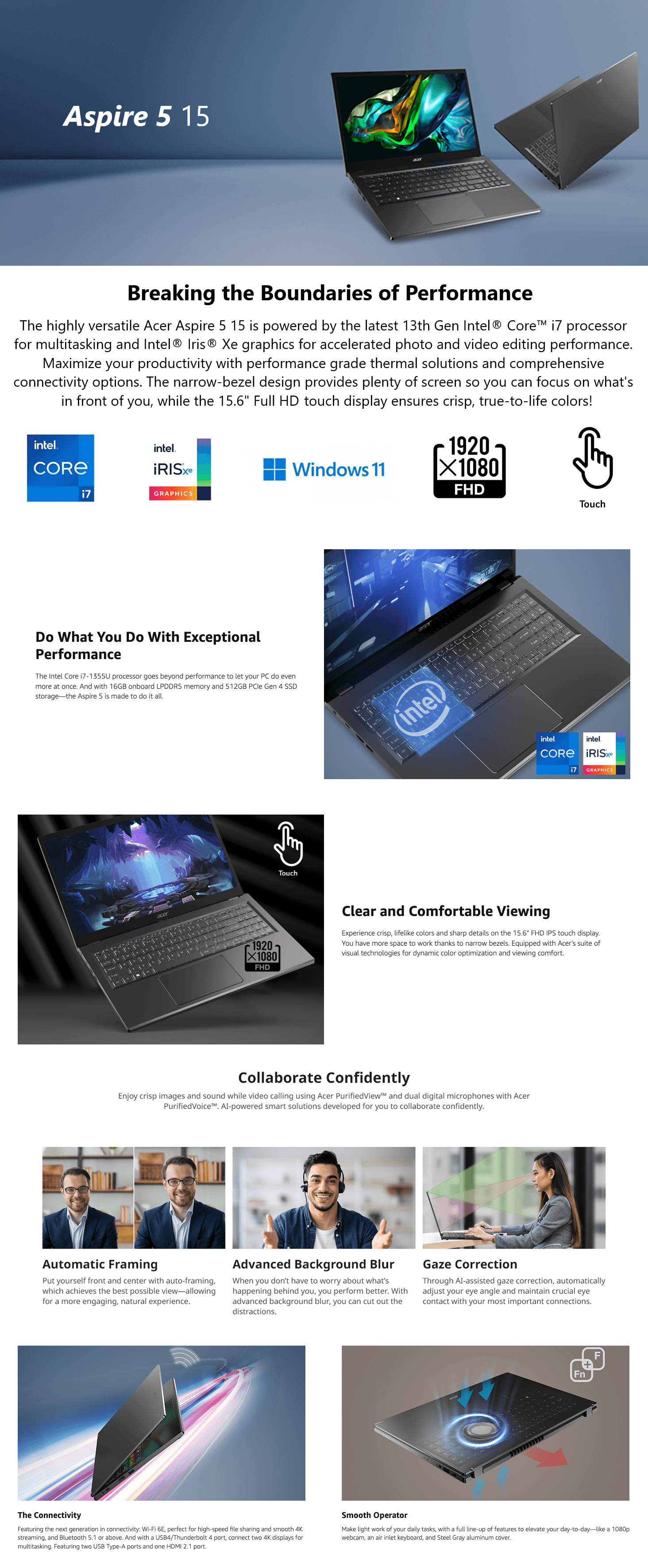 Premium A+ Content for Amazon.com: acer Aspire 5 15 Slim Laptop