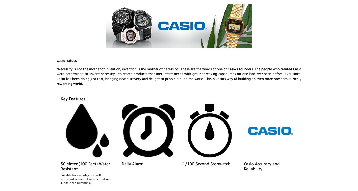 Premium A+ Content for Amazon.com: Casio Men's Vintage A158WA-1 Water Resistant Digital Watch : Casio: Clothing